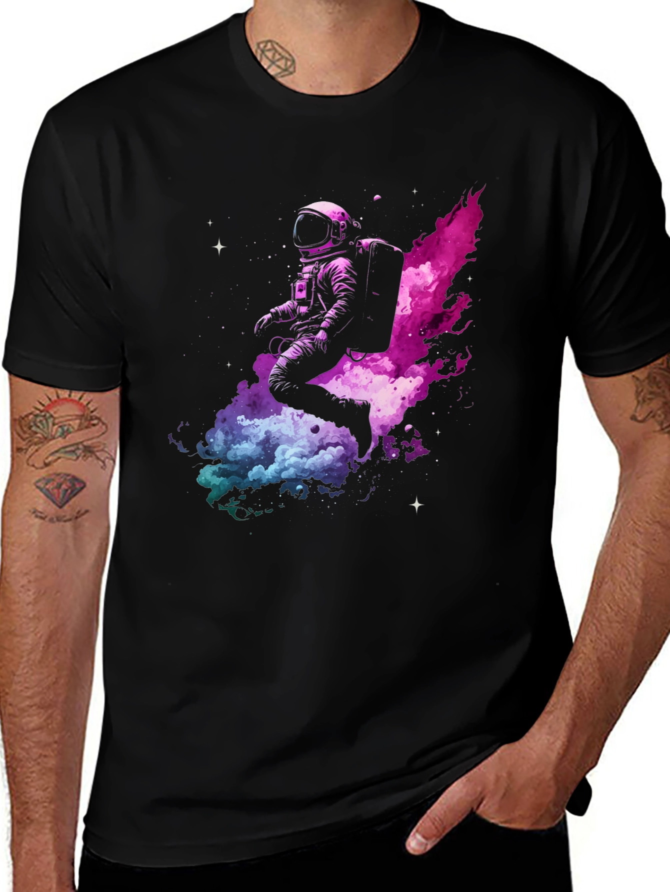 Variant 22 of Astronaut in Space Black T-Shirt