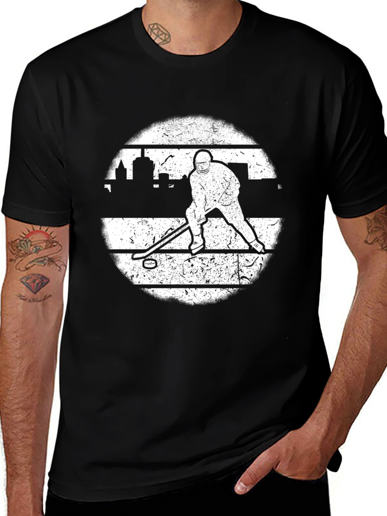 Black Hockey Player T-Shirt main image