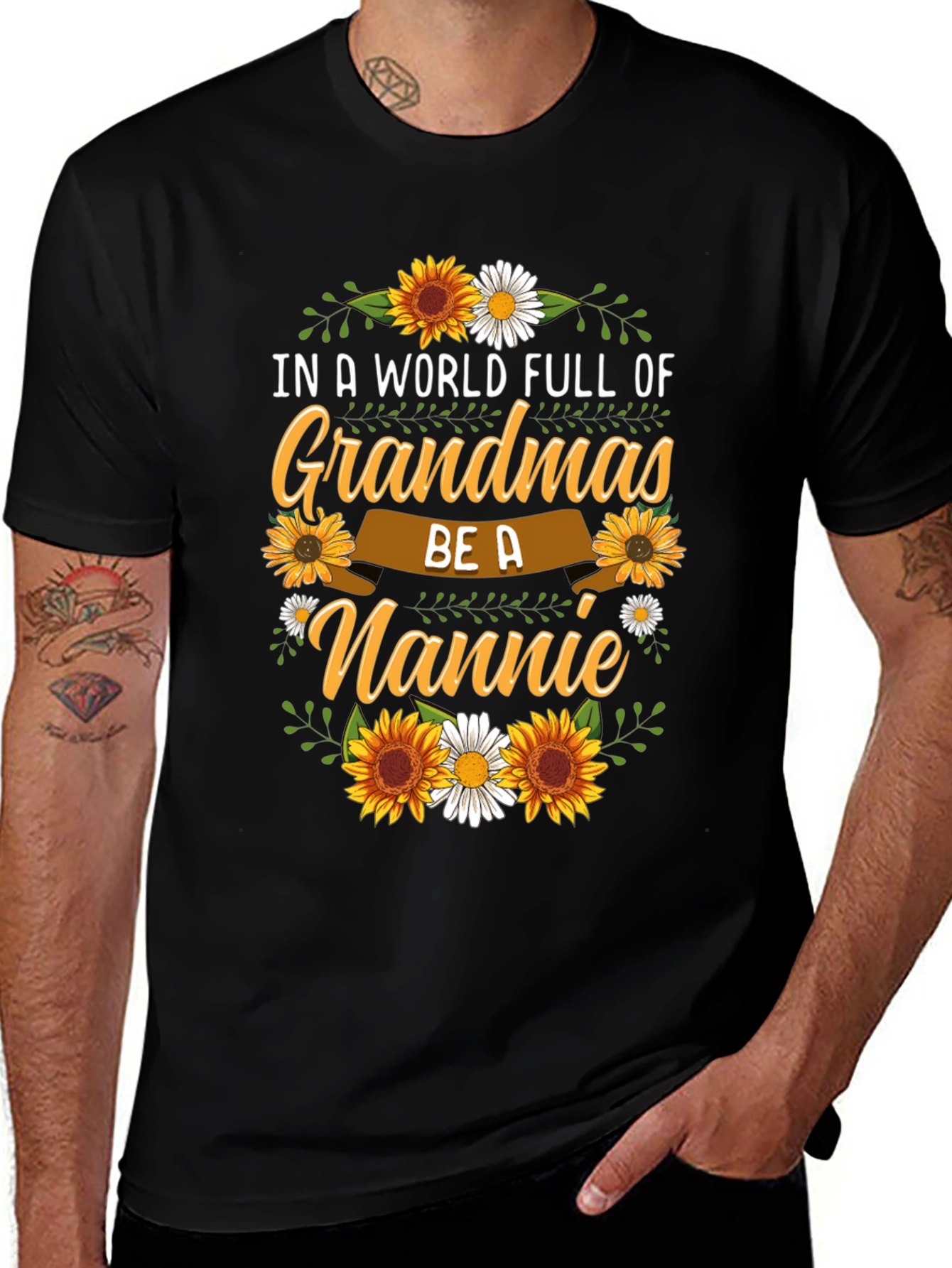 Grandmas Be A Nannie Sunflower Graphic T-Shirt
