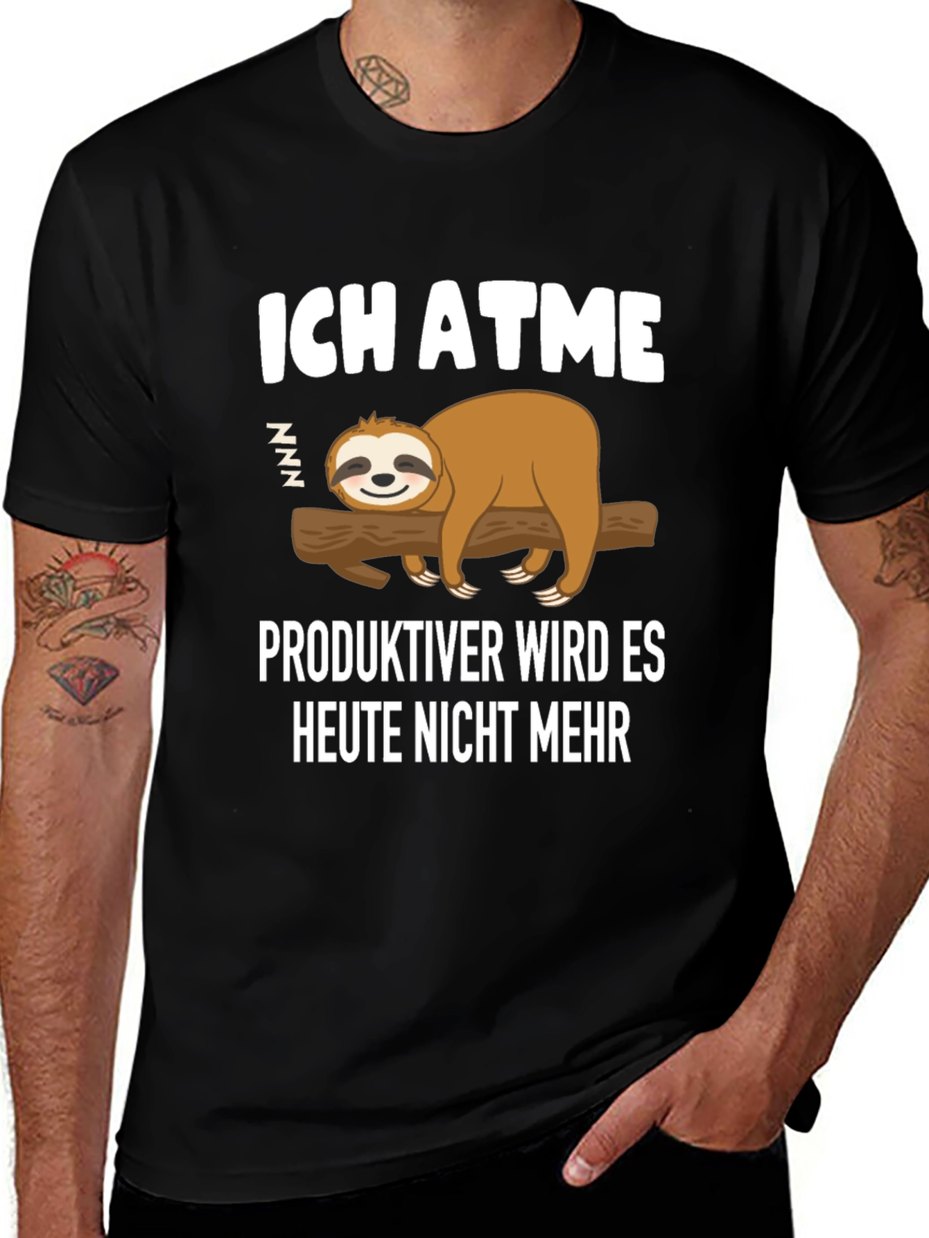Variant 20 of Ich Atme Sloth Graphic Tee - Funny Lazy Day T-Shirt