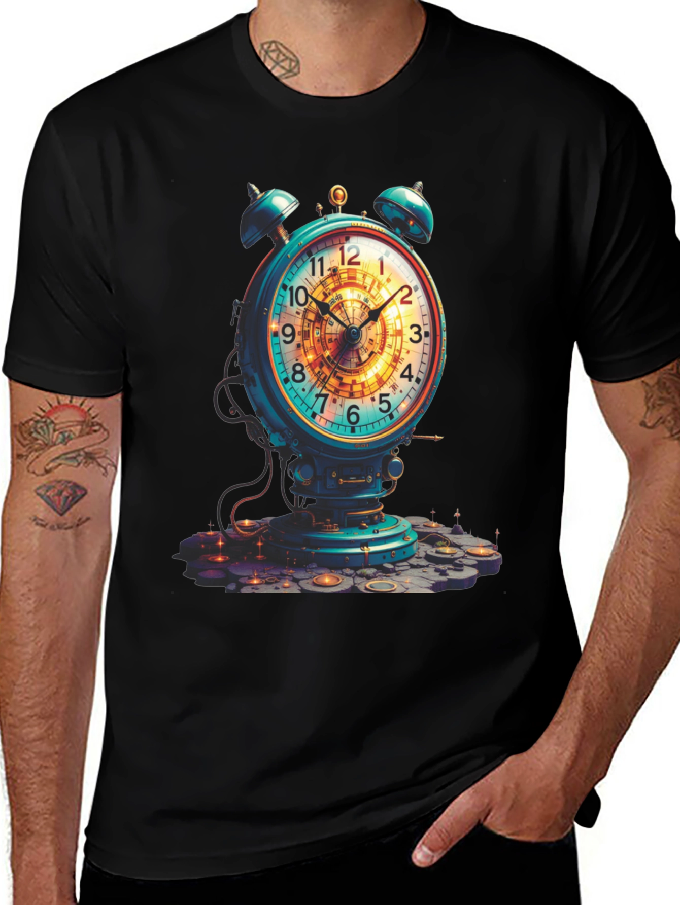 Variant 17 of Steampunk Alarm Clock Graphic Tee
