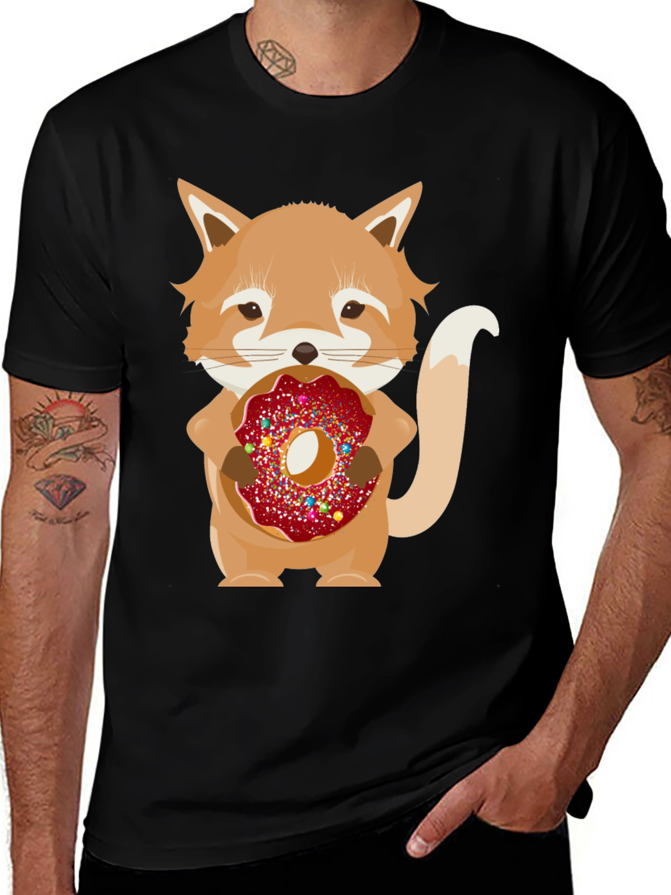 Variant 12 of Fox Eating Donut T-Shirt - Cute Graphic Tee