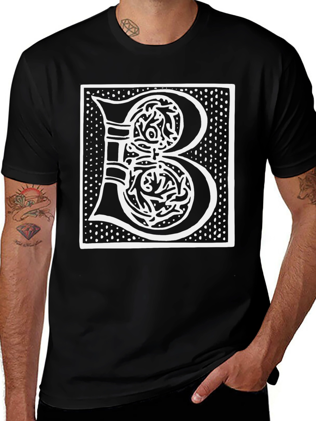 Letter B Vintage Graphic T-Shirt