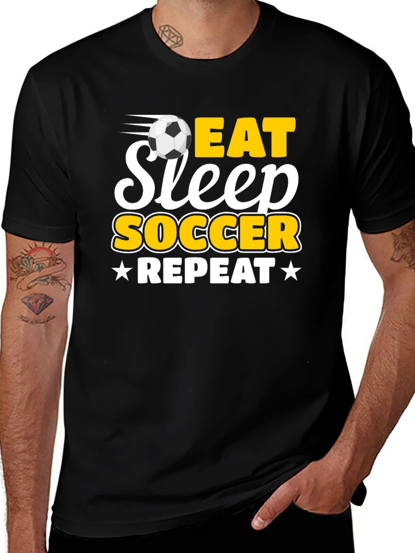 Variant 3 of Eat Sleep Soccer Repeat Black T-Shirt