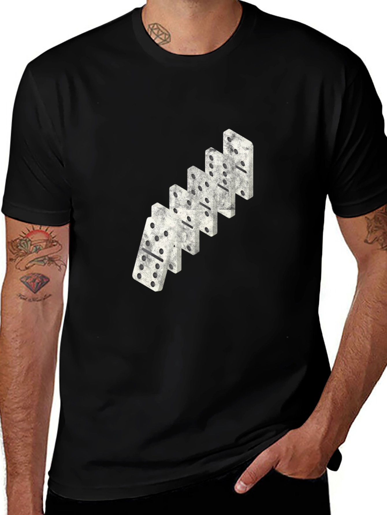 Domino Stack Graphic Tee - Black Casual T-Shirt