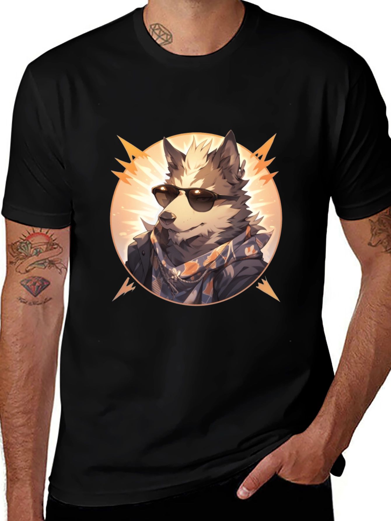 Variant 5 of Cool Wolf Graphic Tee - Unisex Black T-Shirt