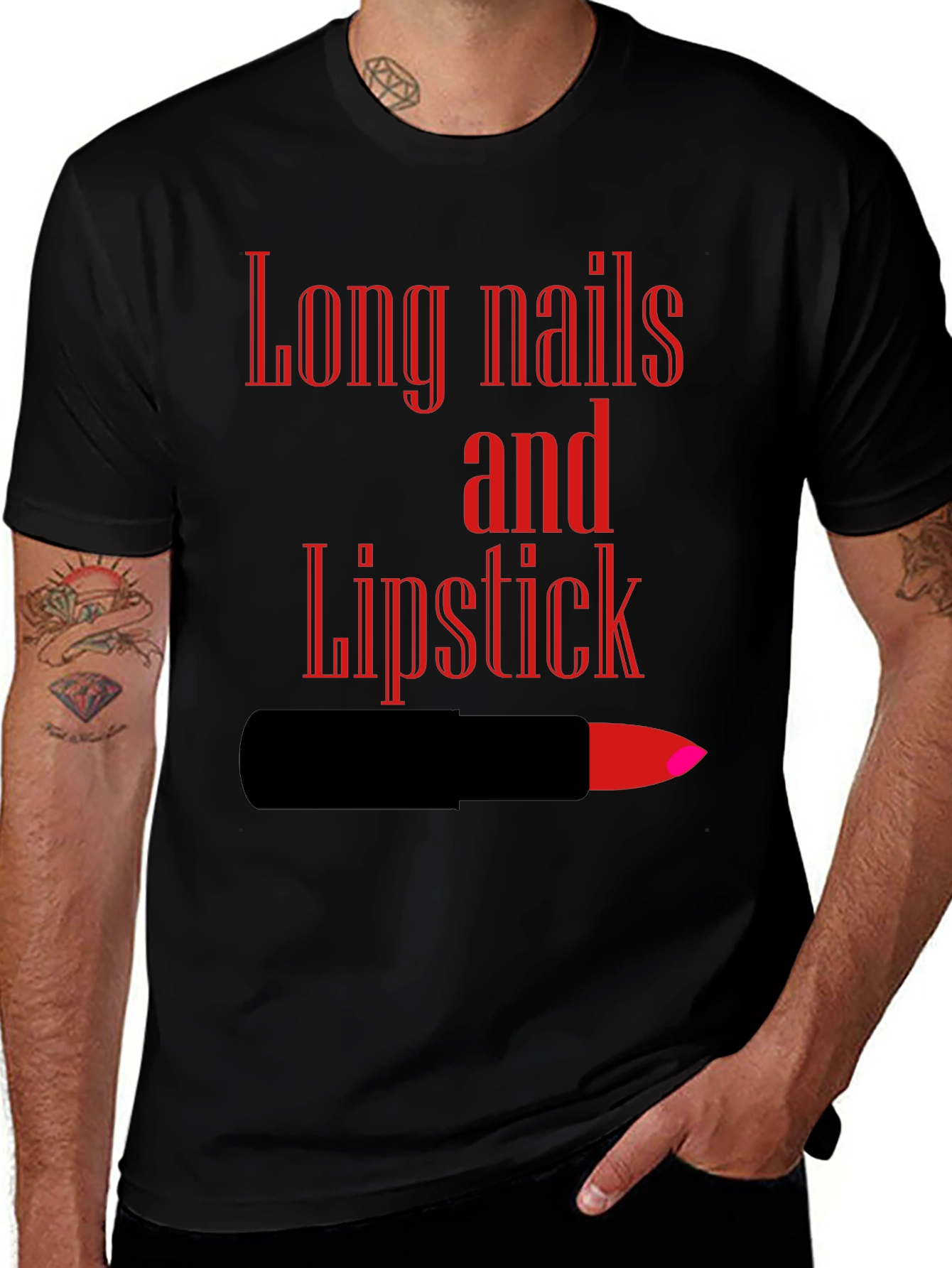 Variant 29 of Long Nails and Lipstick Graphic Tee - Black