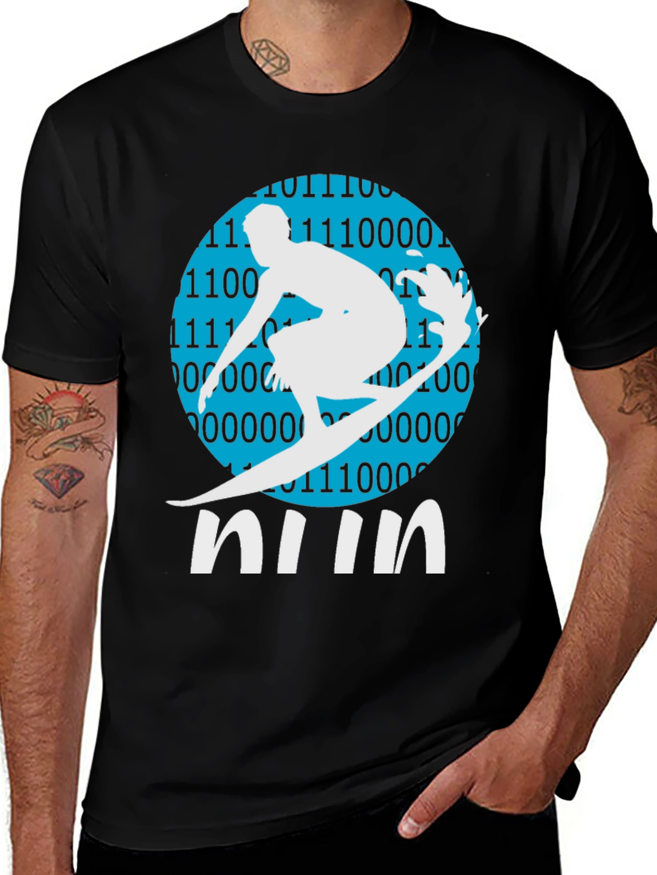 Variant 7 of Binary Surfer Tee - Cool Graphic T-Shirt
