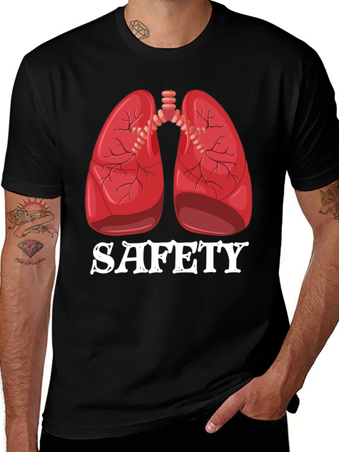 Variant 16 of Safety First Lung T-Shirt - Novelty Tee
