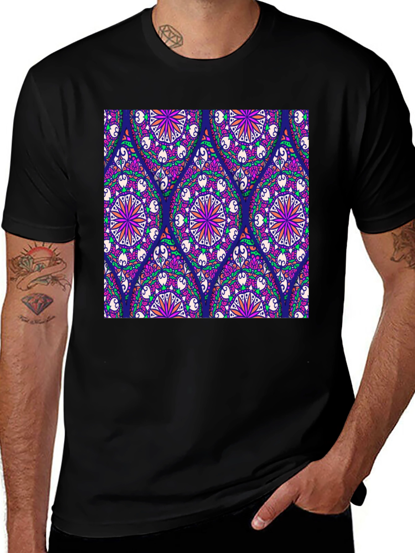 Variant 10 of Patterned Men's Black T-Shirt