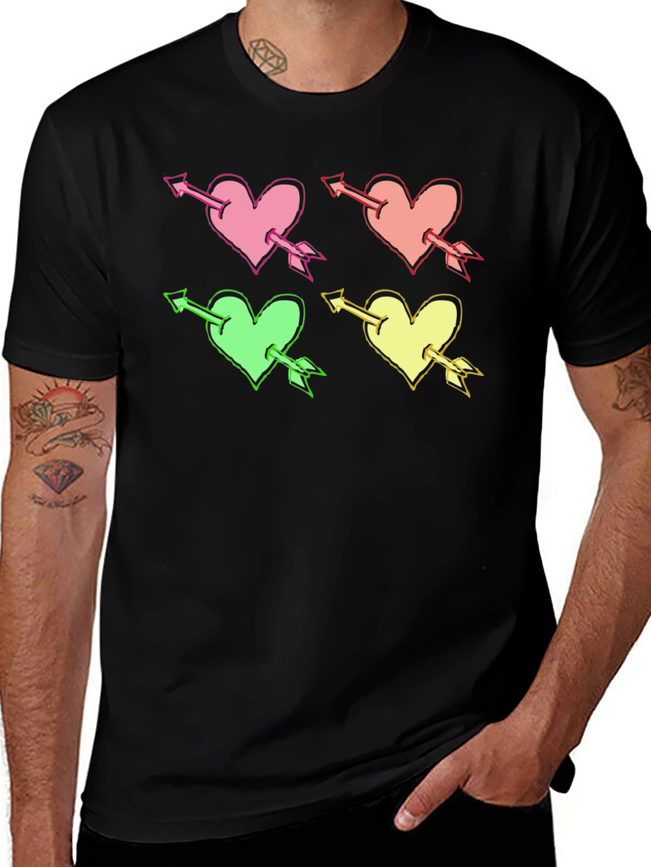 Variant 11 of Heart Arrow Graphic Black T-Shirt