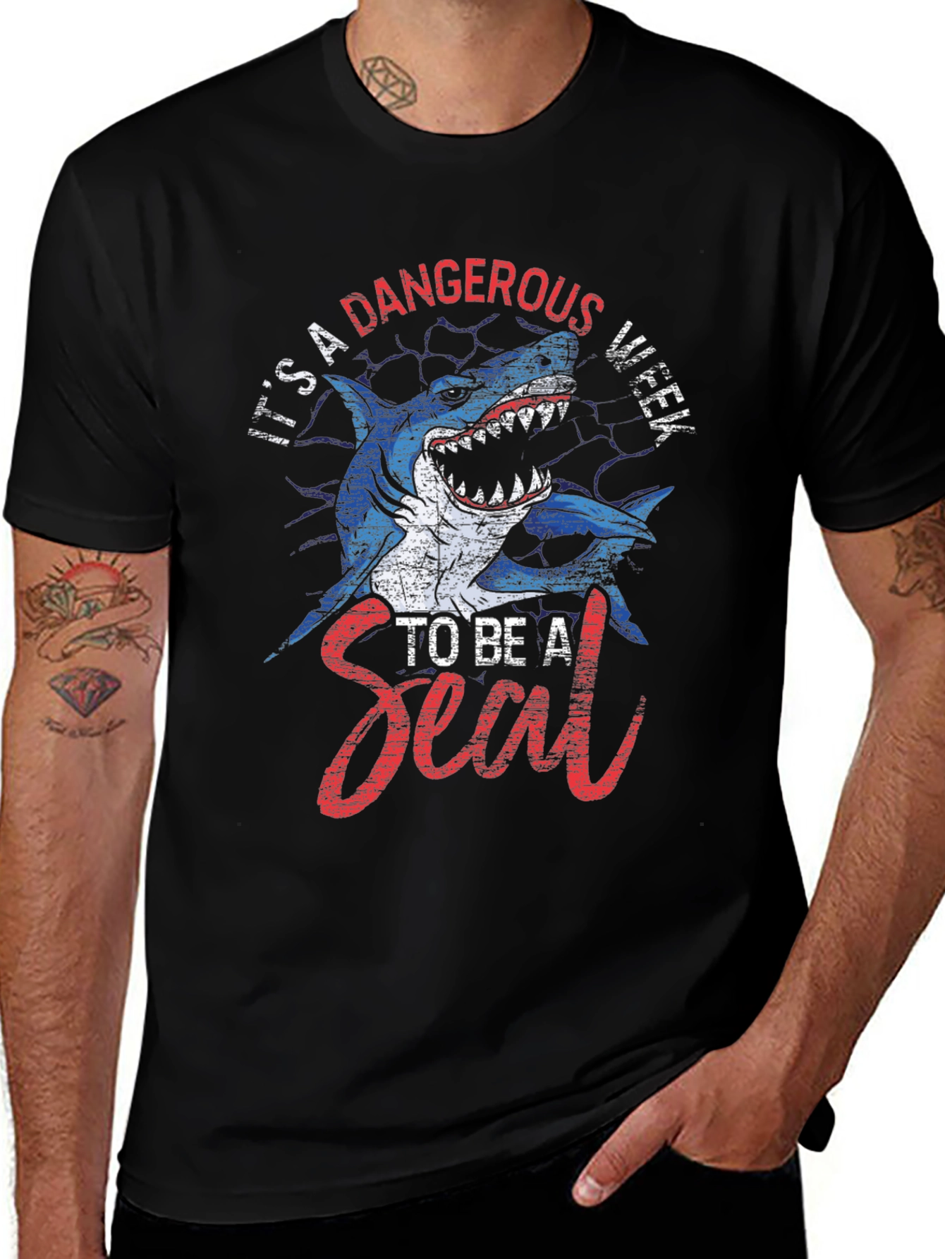 Variant 24 of It's a Dangerous Week To Be A Seal Shark Graphic Tee
