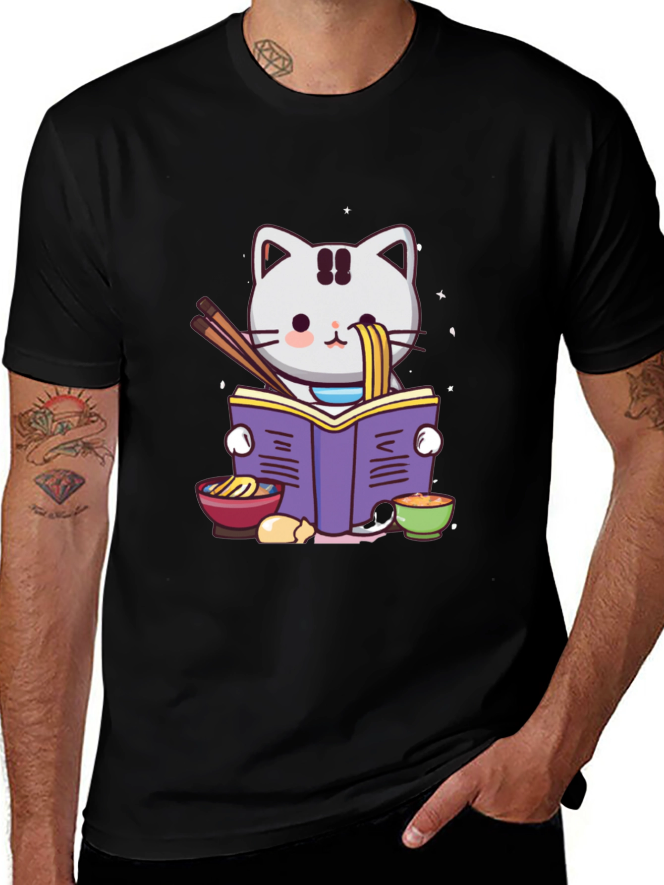 Variant 5 of Ramen Cat Reading T-Shirt
