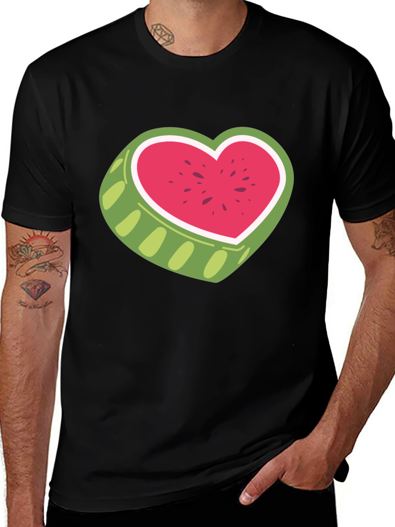 Variant 30 of Watermelon Heart Graphic Tee - Black