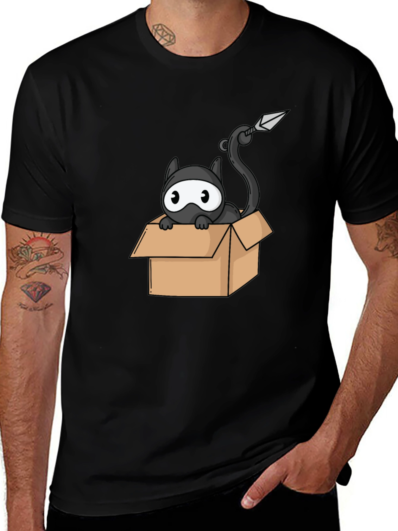 Variant 15 of Ninja Cat in Box Black T-Shirt