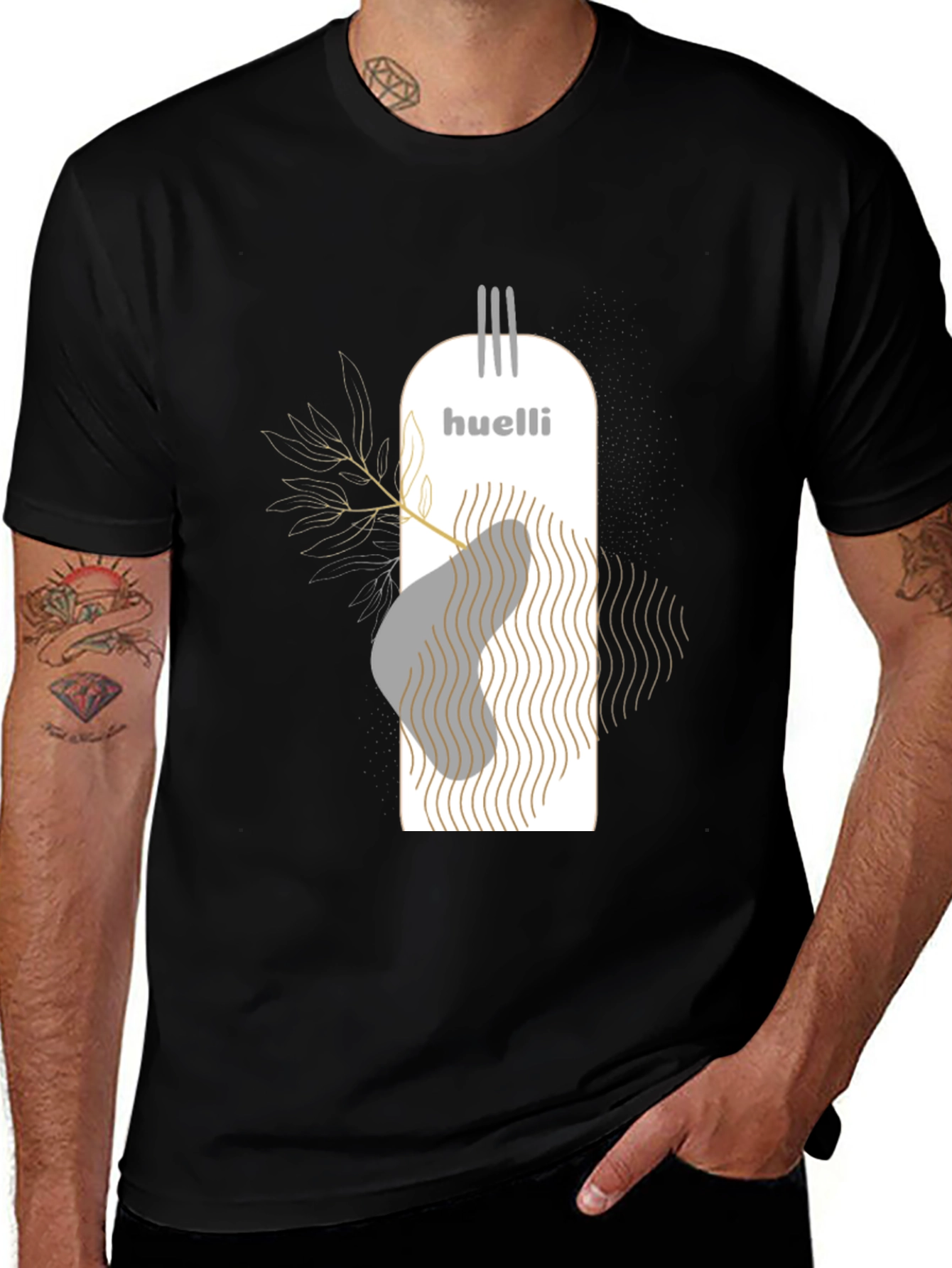 Variant 25 of Abstract Graphic Print Black T-Shirt