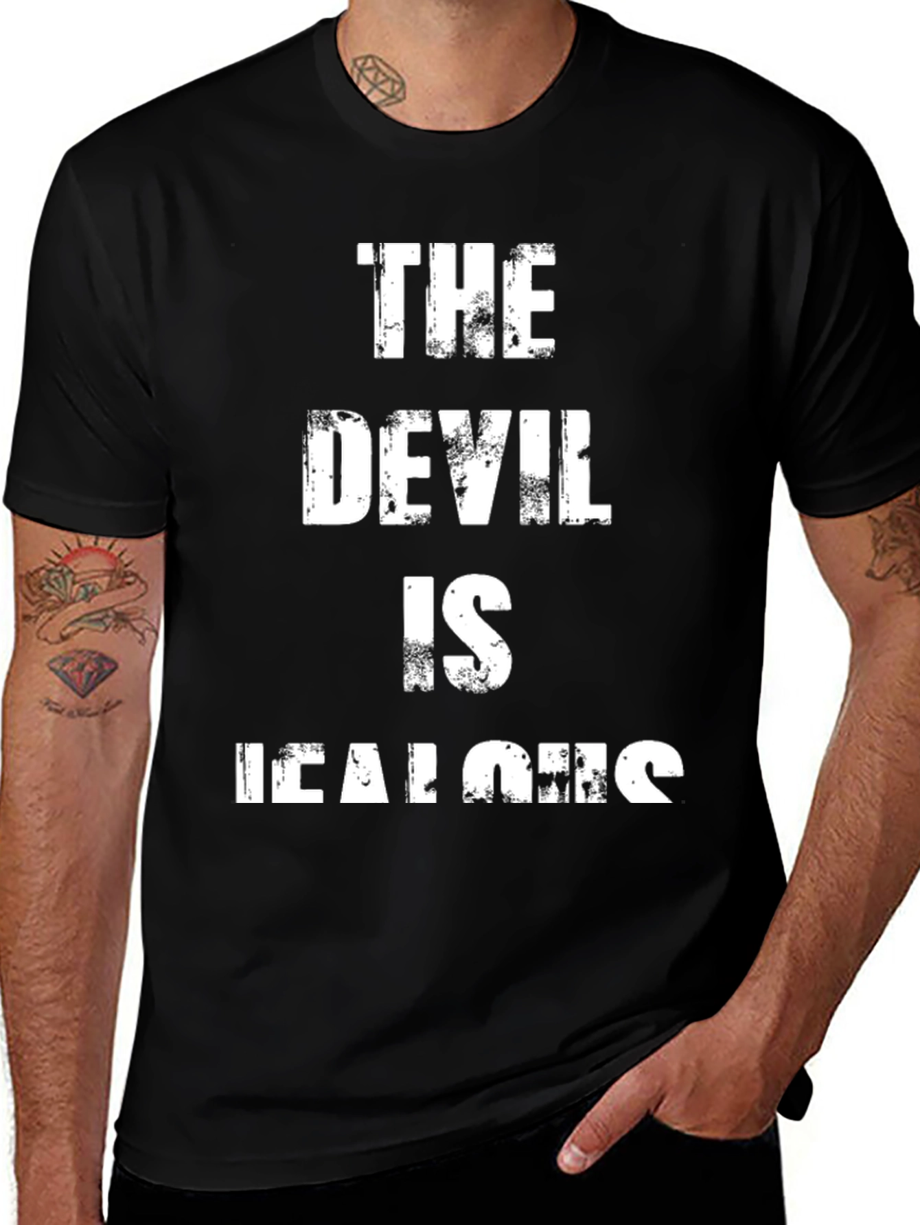 Variant 6 of The Devil is Jealous Graphic Tee - Black Cotton T-Shirt