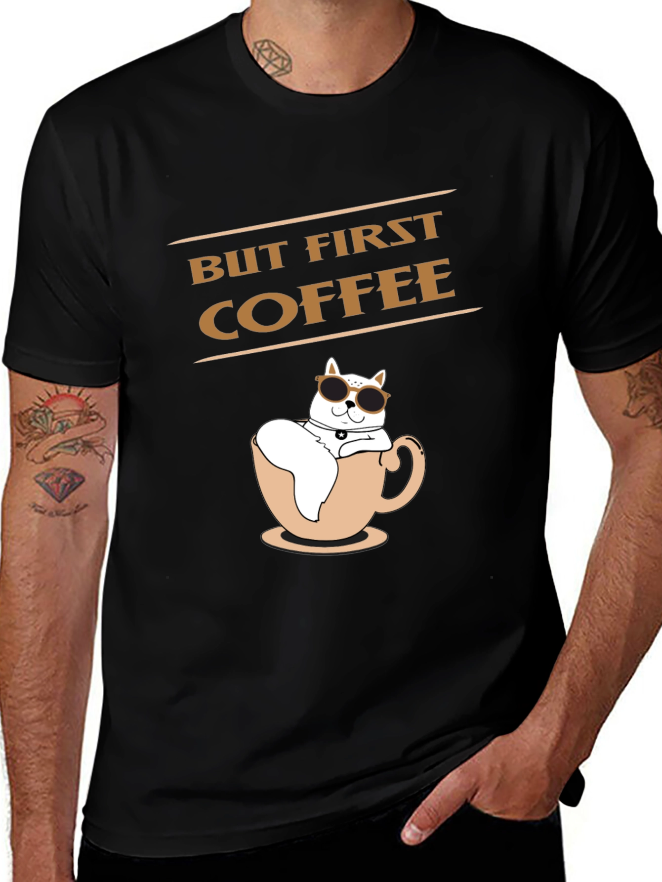 Variant 5 of But First Coffee T-Shirt | Cat Lover Tee