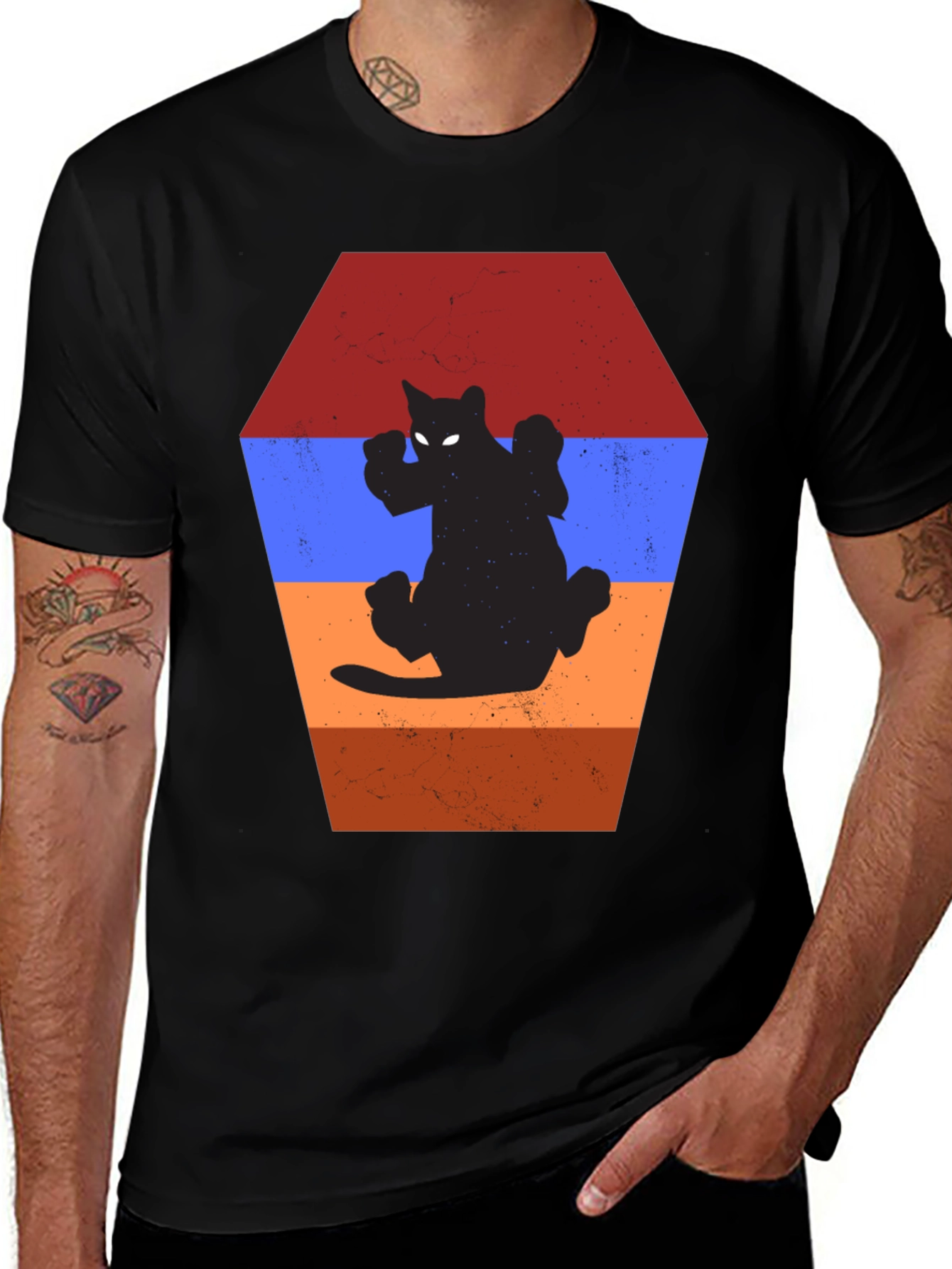 Variant 18 of Retro Cat Silhouette T-Shirt - Unique Design