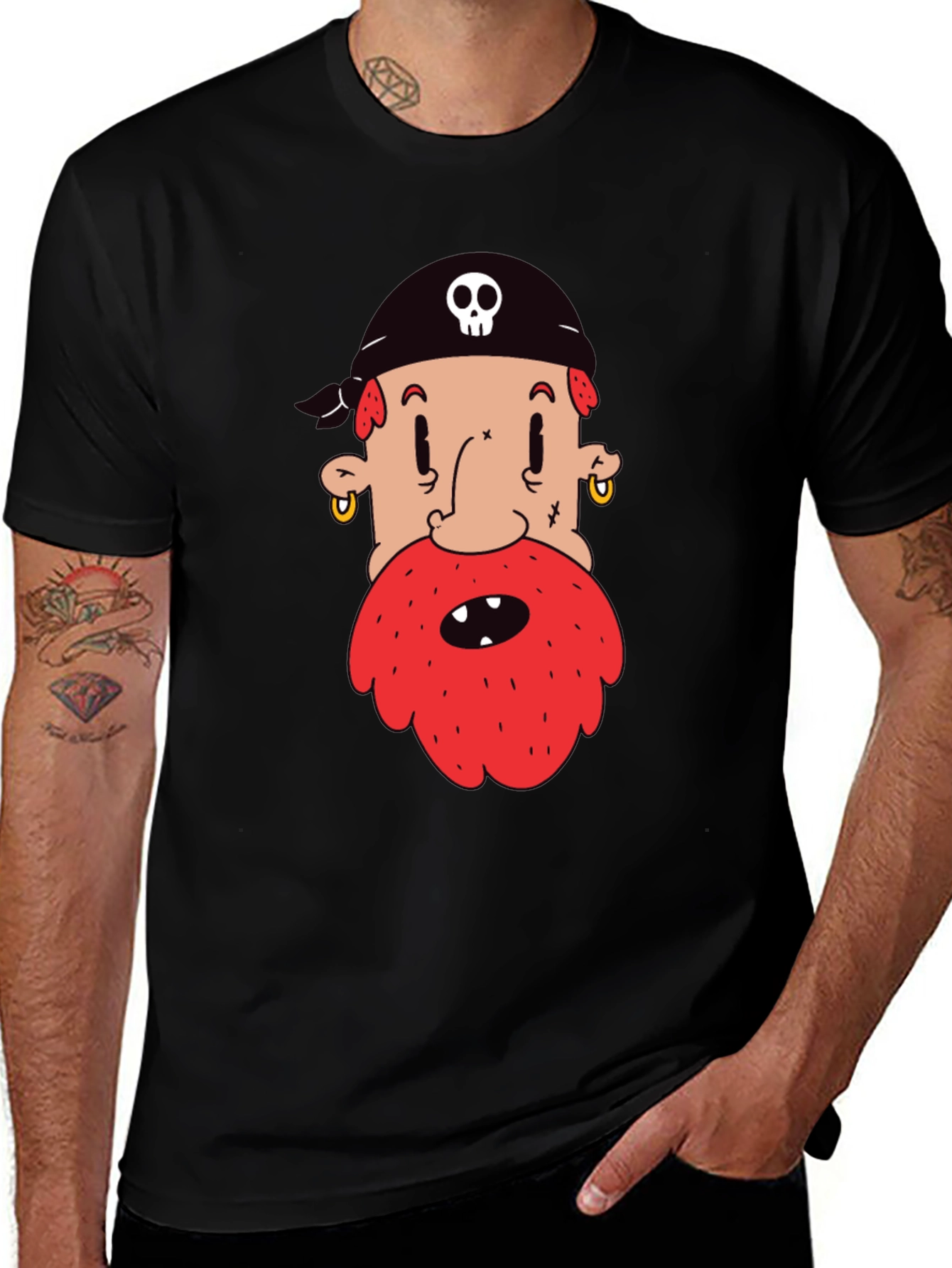 Variant 29 of Pirate Cartoon Graphic Black T-Shirt