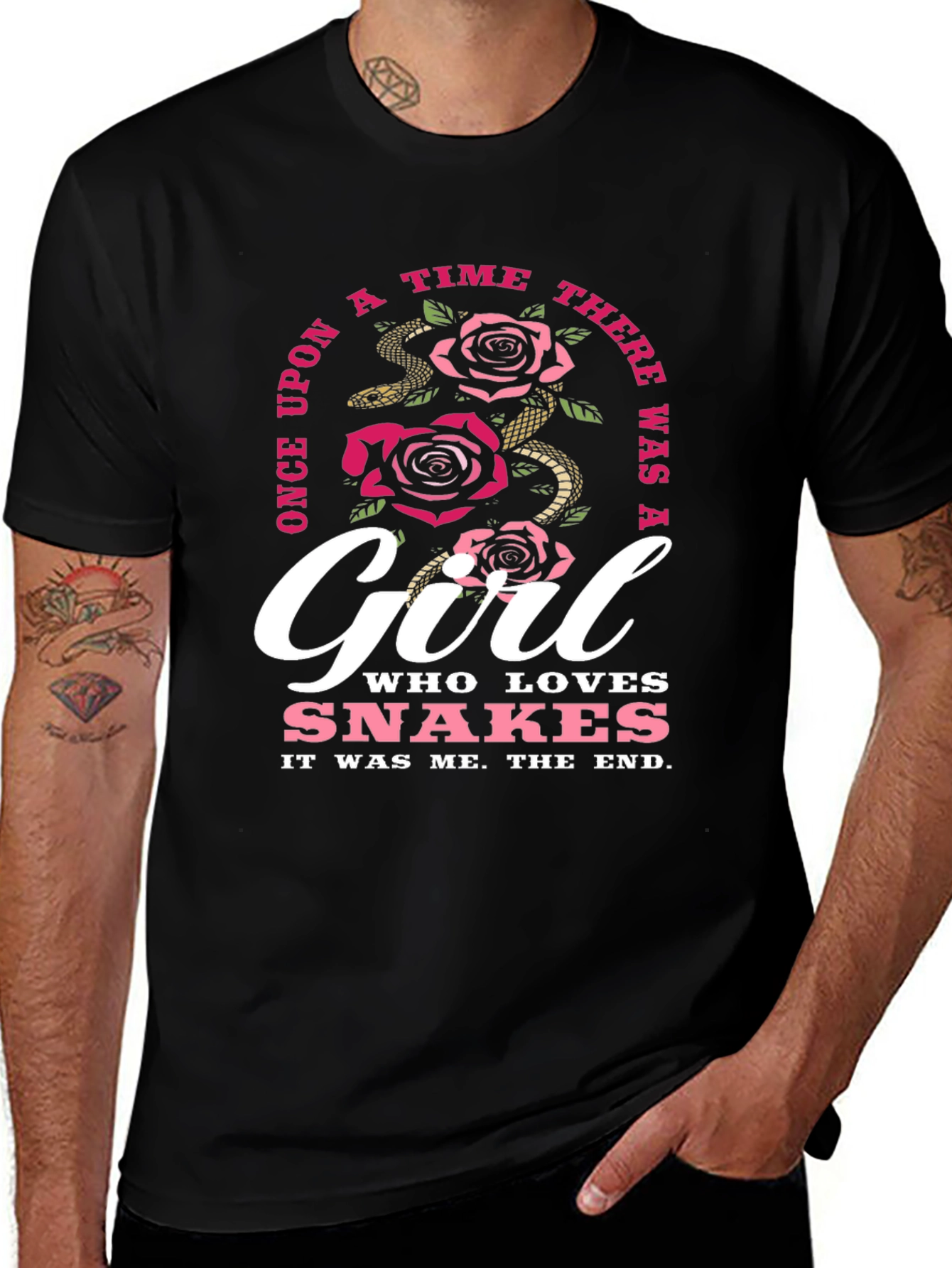 Variant 16 of Girl Who Loves Snakes Black T-Shirt