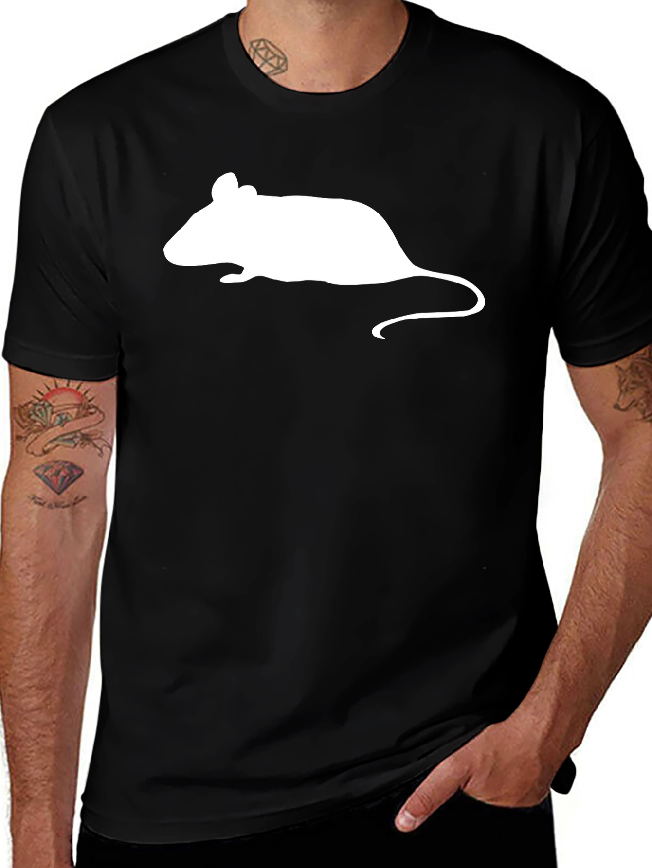 Variant 29 of Mouse Graphic Tee - Black Cotton Casual Shirt
