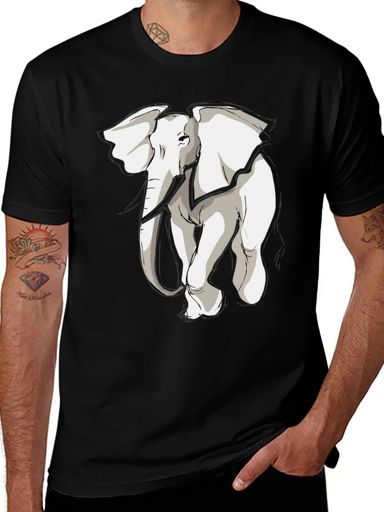 Variant 6 of Elephant Graphic Black T-Shirt