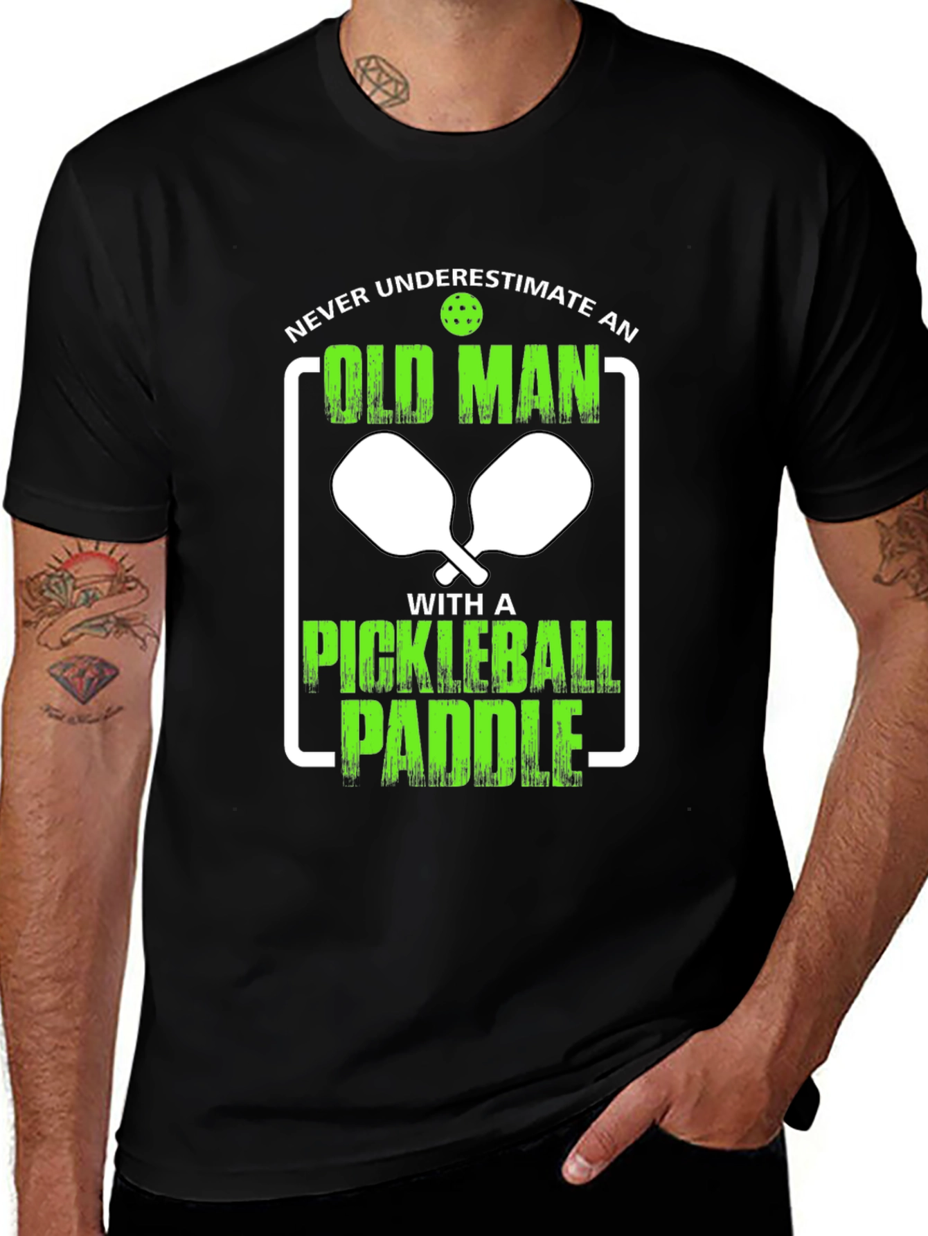 Variant 19 of Never Underestimate Old Man Pickleball T-Shirt