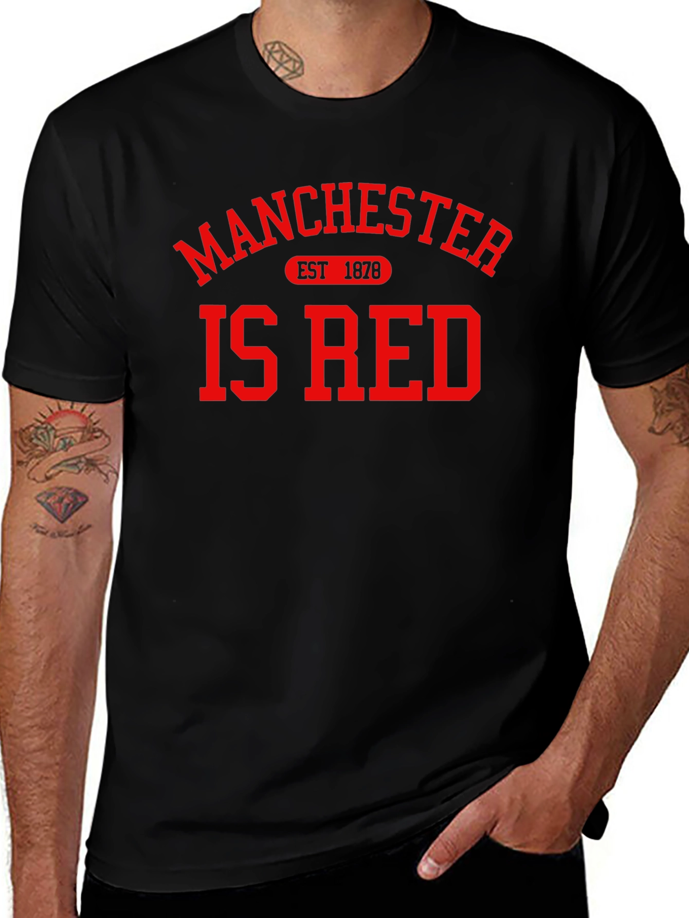 Manchester Is Red T-Shirt - Black Cotton Graphic Tee