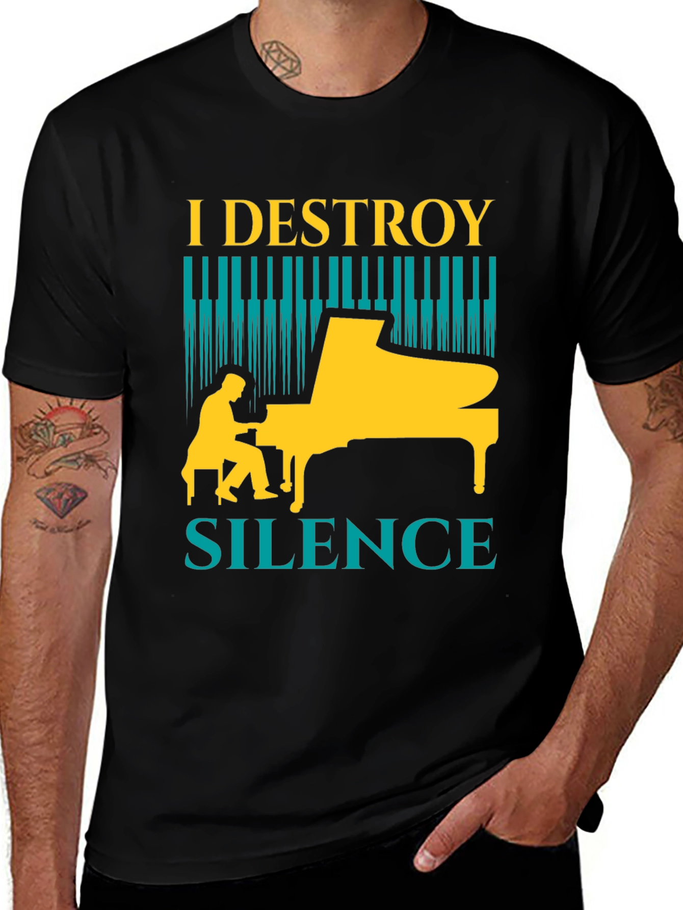 Variant 25 of I Destroy Silence Piano T-Shirt