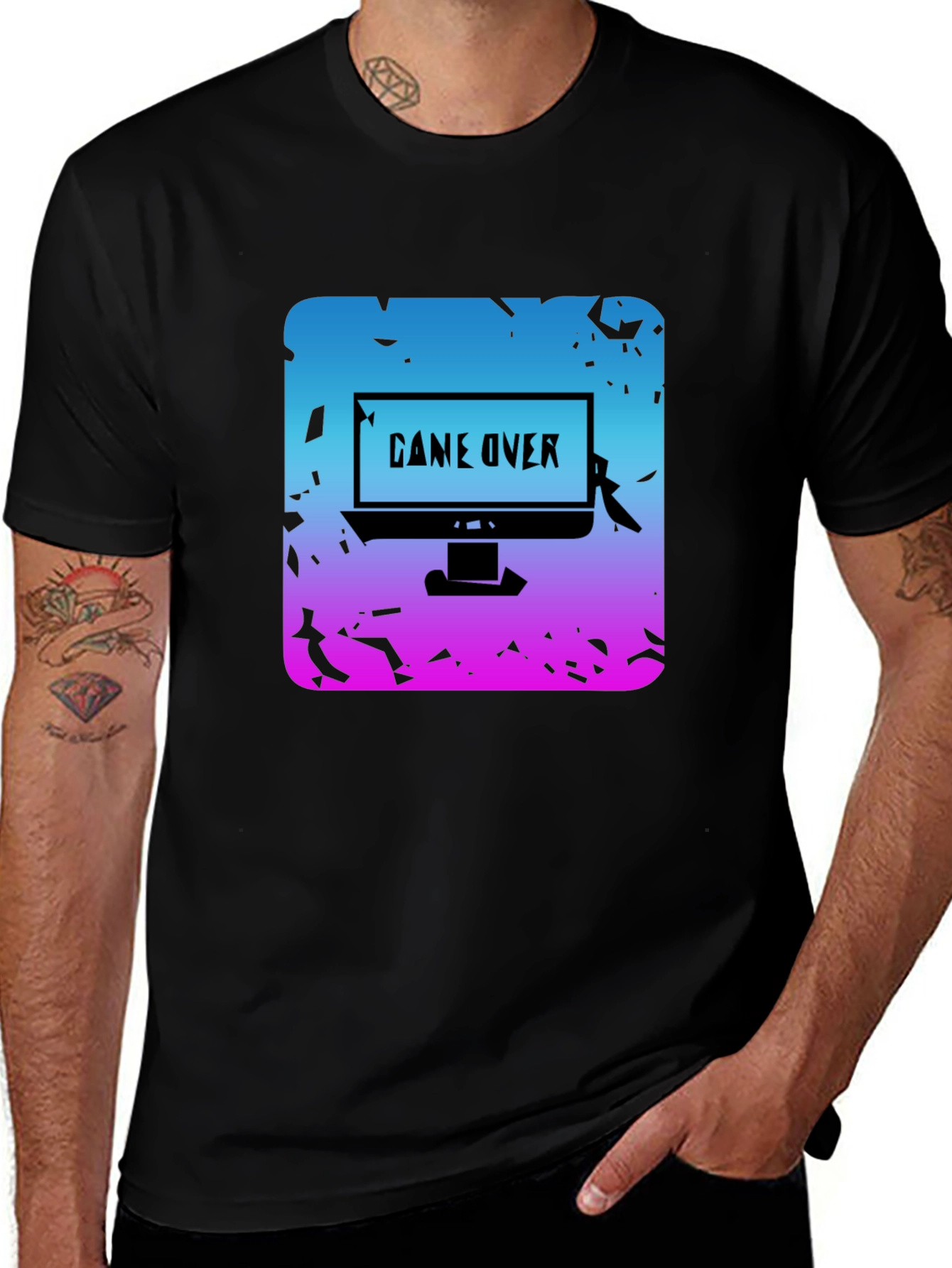 Variant 12 of Game Over Graphic Tee - Gamer Style Black T-Shirt