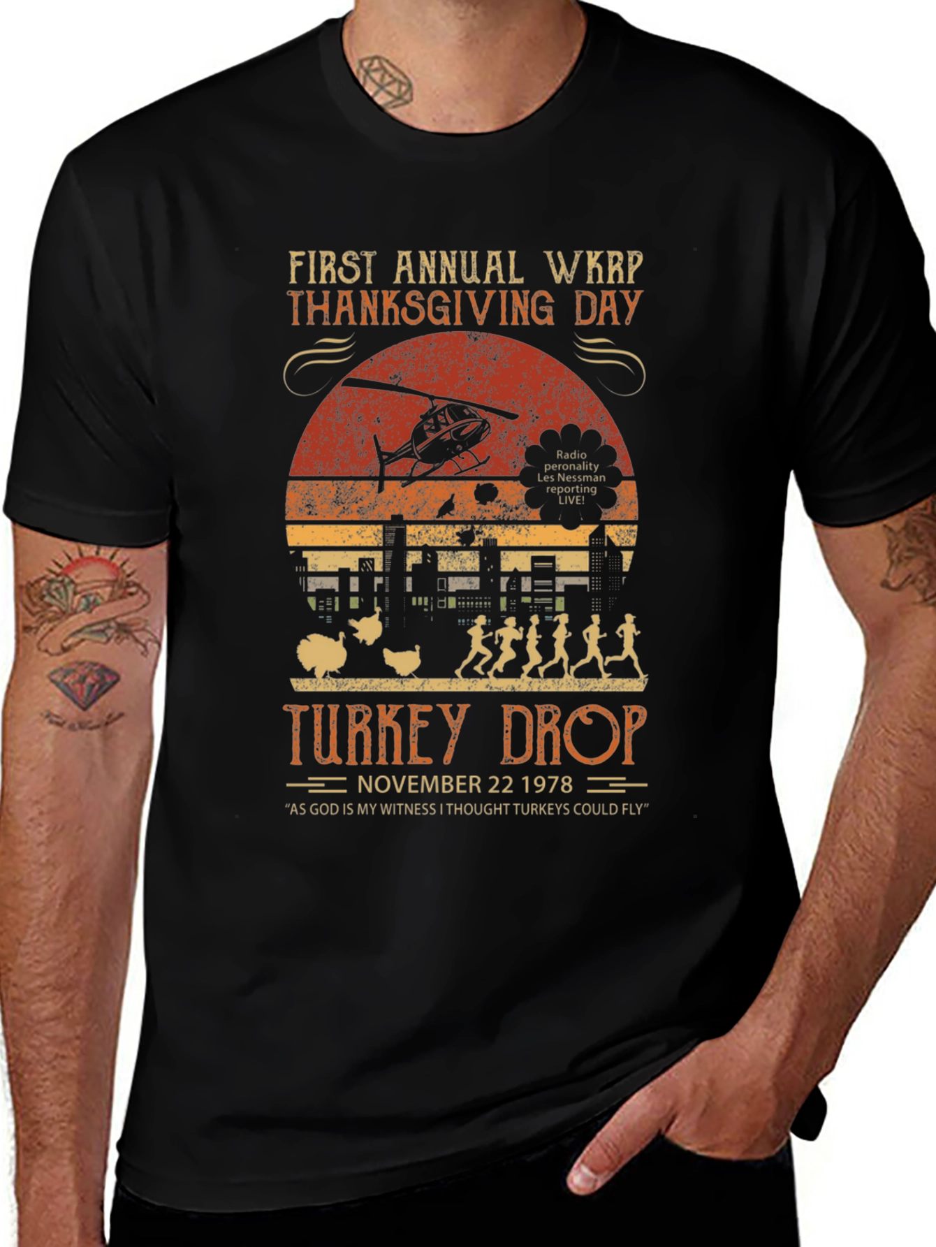WKRP Thanksgiving Turkey Drop T-Shirt
