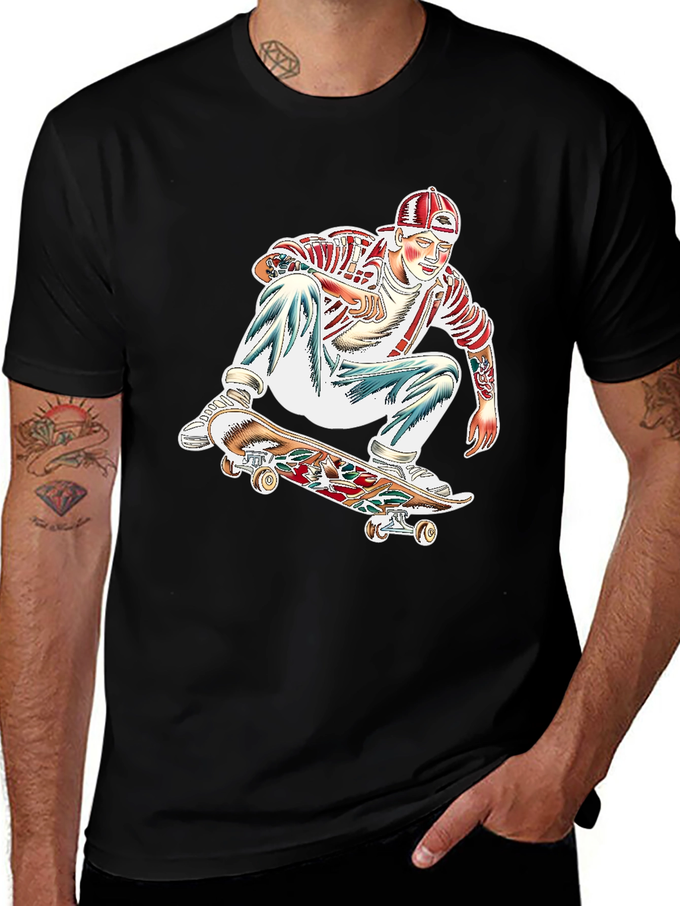 Variant 9 of Skater Graphic Black Tee - Cool Streetwear T-Shirt