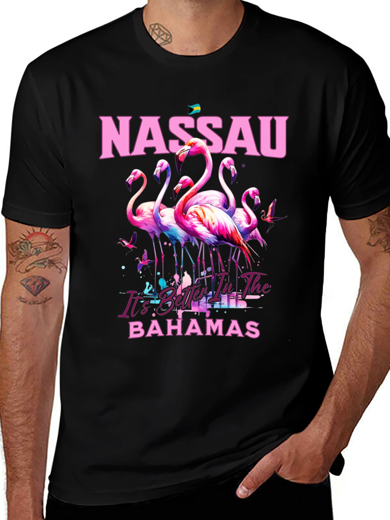 Nassau Bahamas Flamingo Graphic Tee