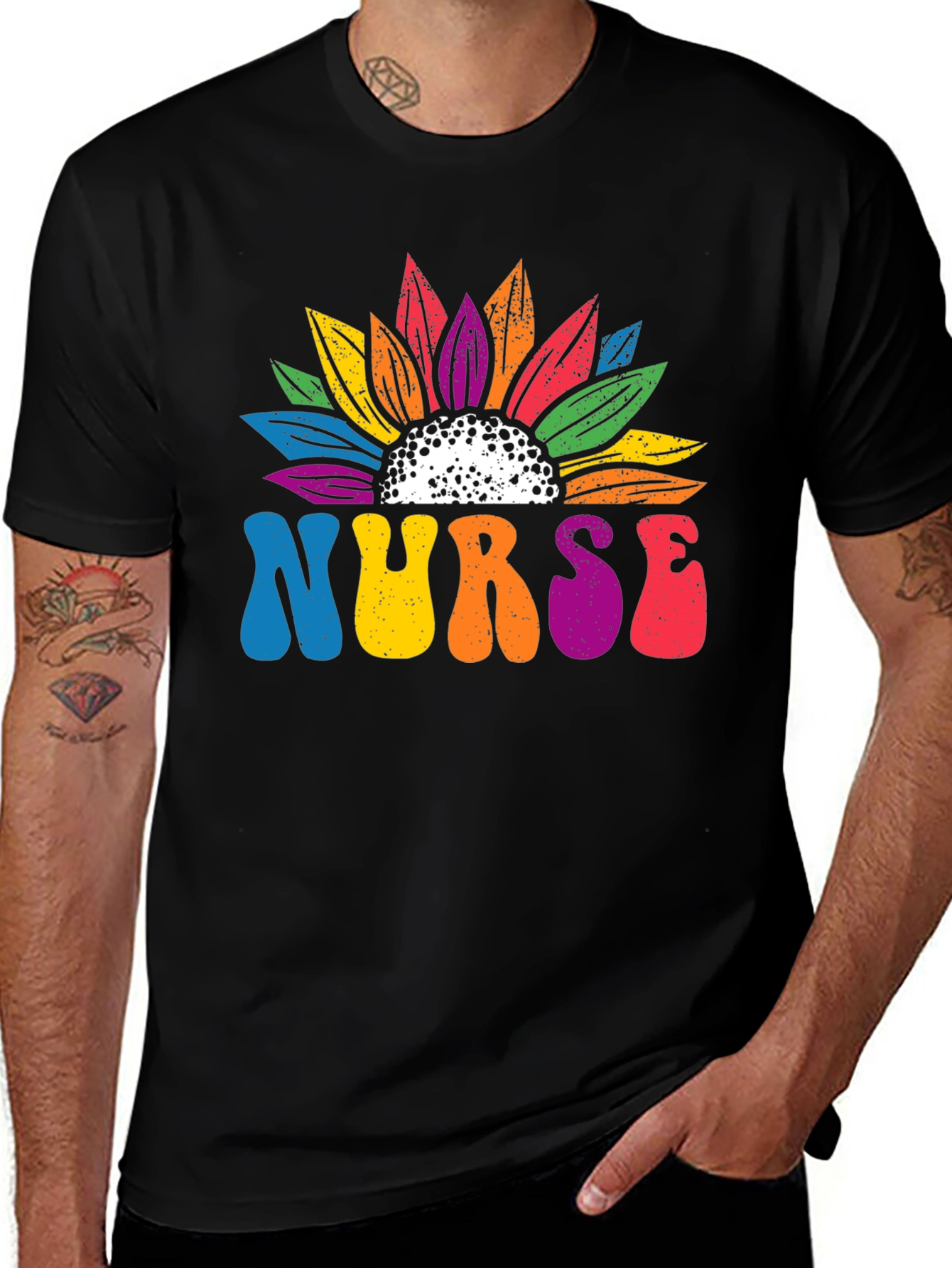 Variant 21 of Nurse Rainbow Sunflower T-Shirt