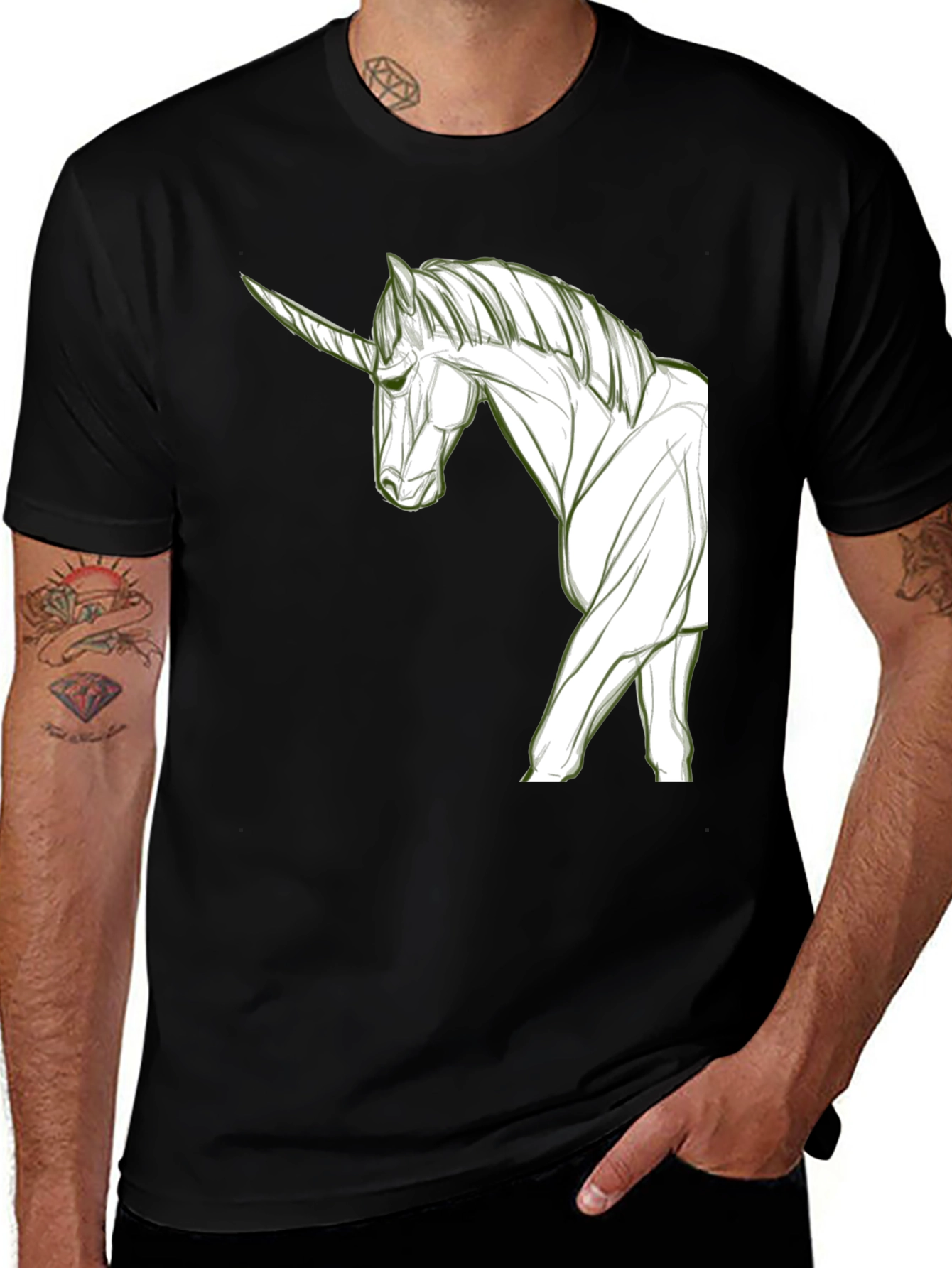 Variant 12 of Unicorn Graphic Tee - Black Cotton Blend