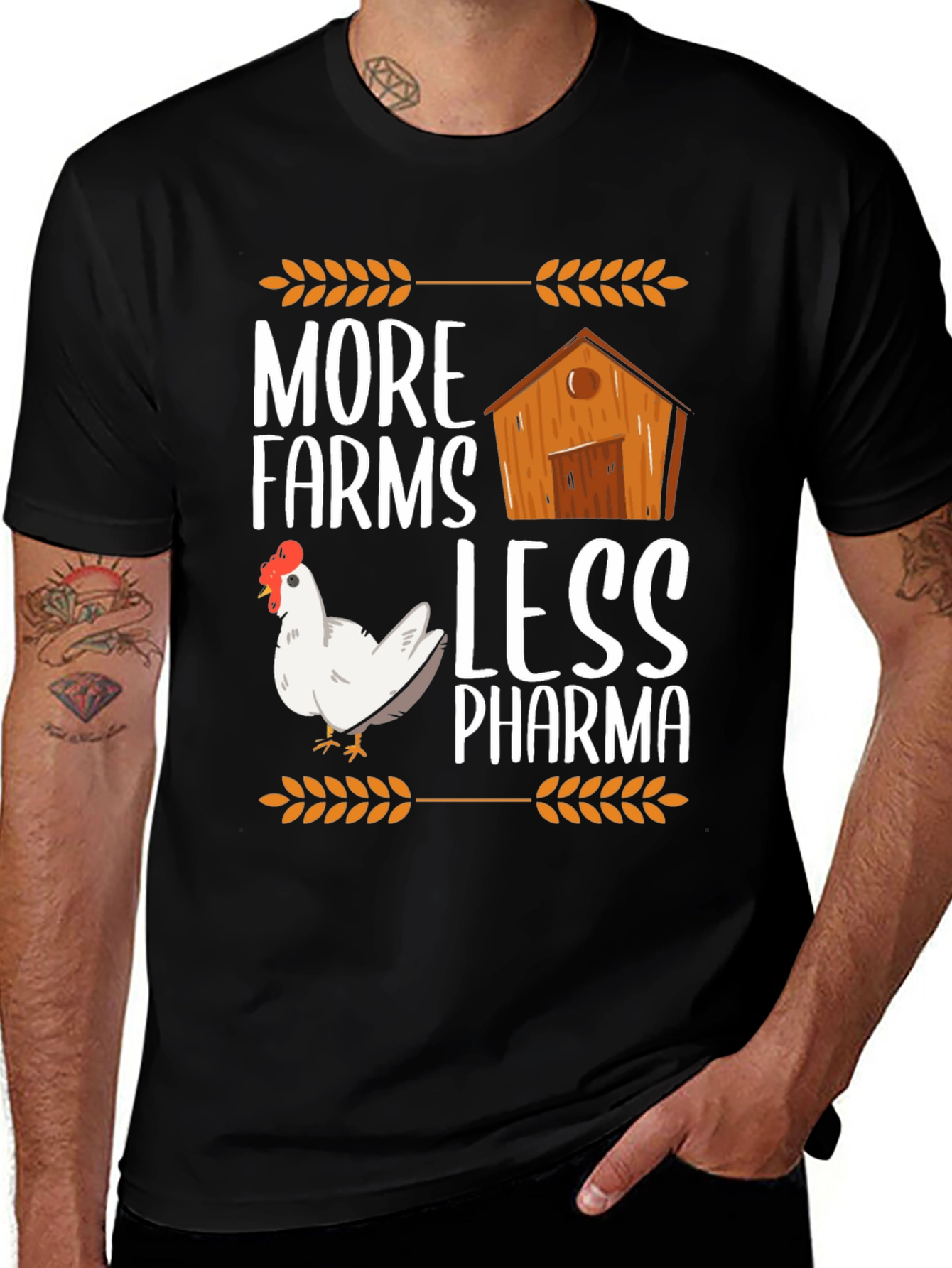 More Farms Less Pharma Graphic T-Shirt
