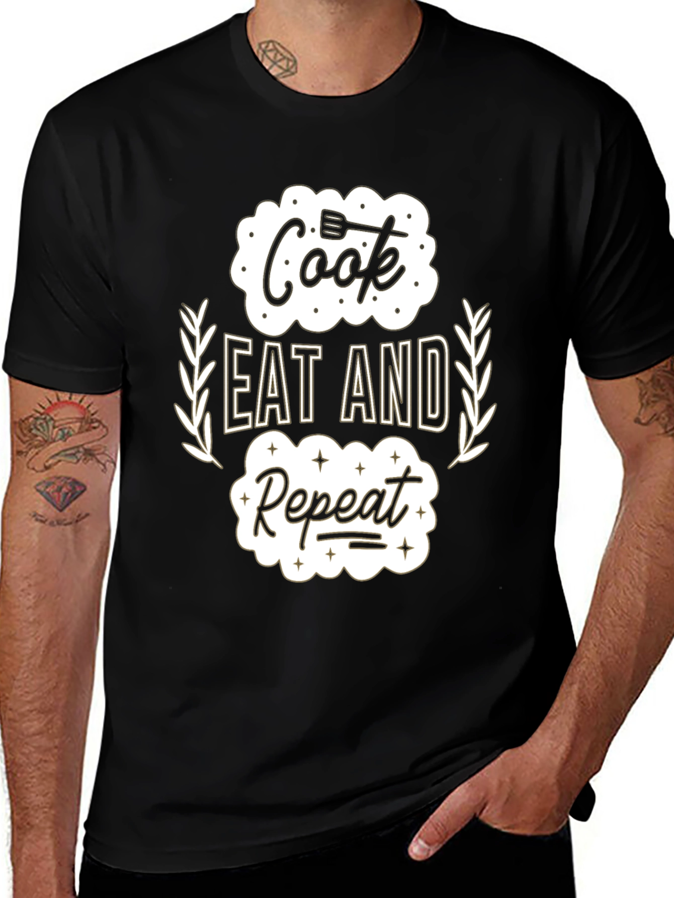 Variant 29 of Cook Eat Repeat Black Graphic T-Shirt