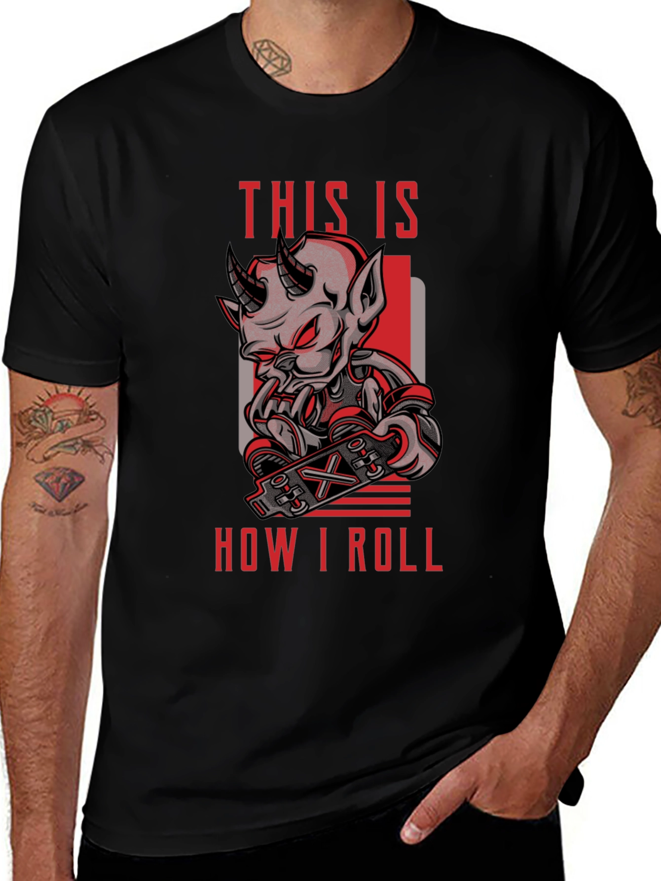 Variant 4 of Devil Skateboarder T-Shirt - This is How I Roll