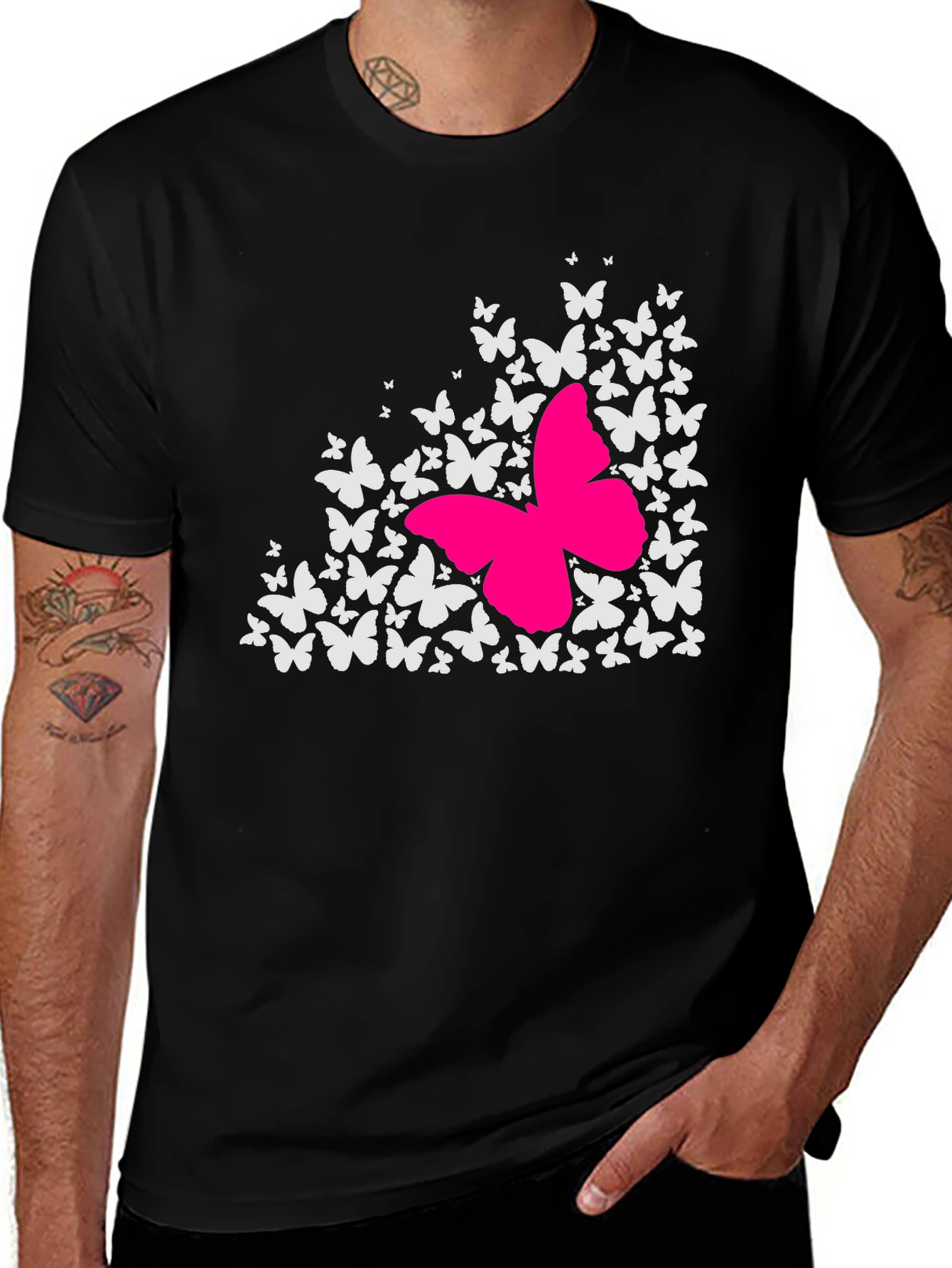 Butterfly Graphic Print Black T-Shirt