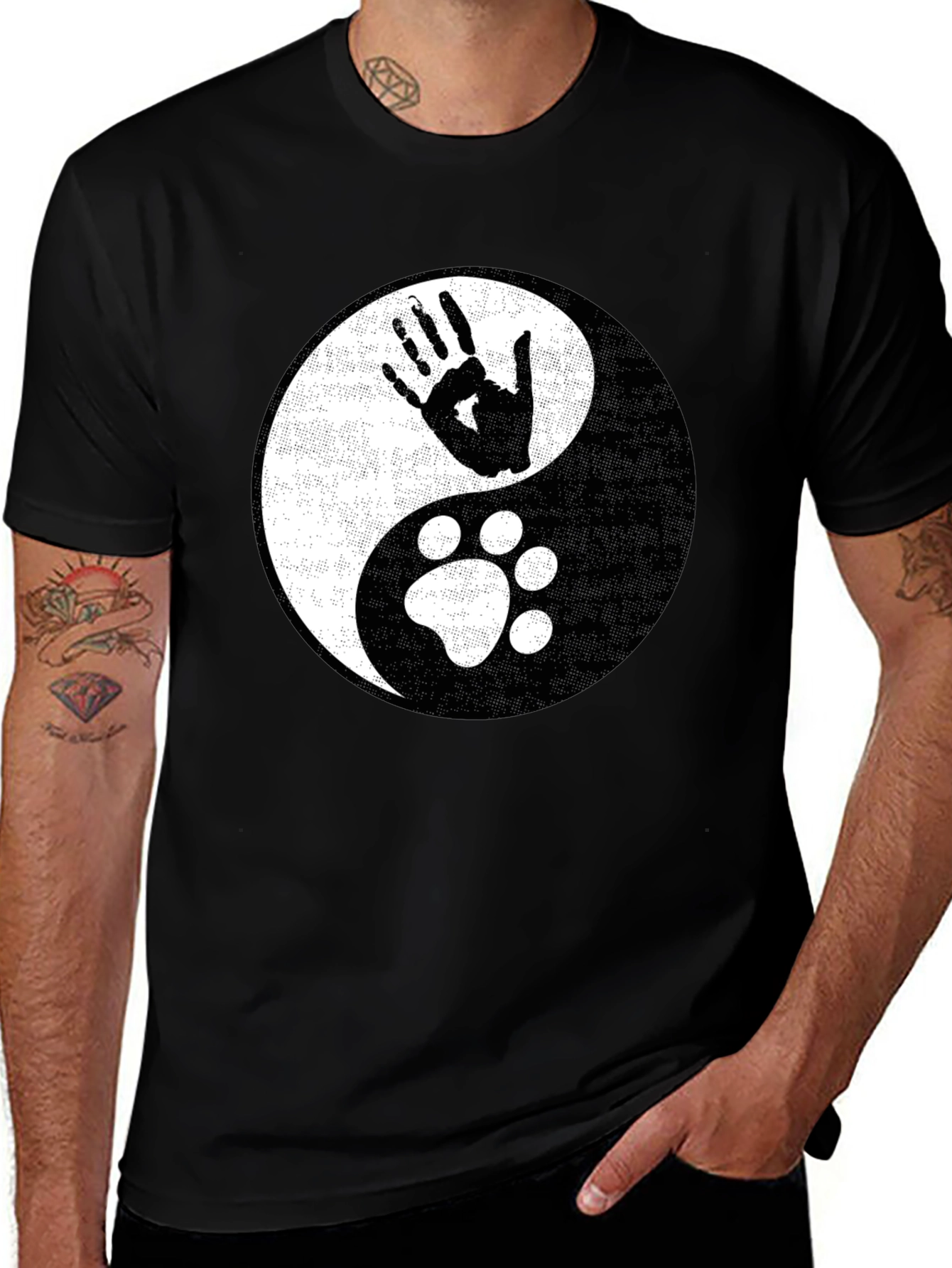 Variant 6 of Yin Yang Hand & Paw Print Graphic Tee - Unisex