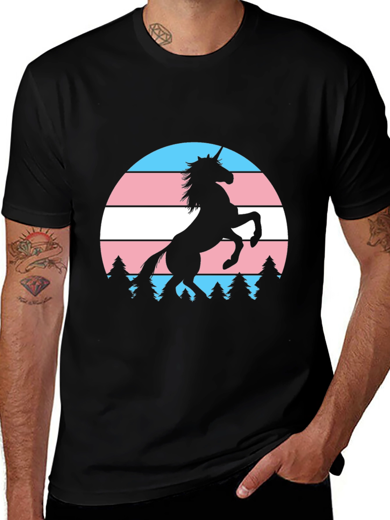Variant 15 of Trans Pride Unicorn T-Shirt - Black