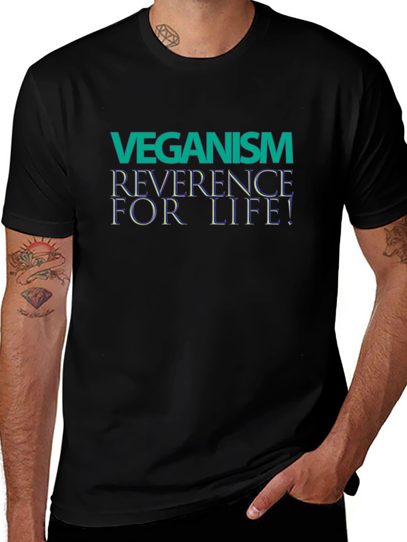 Variant 11 of Veganism Reverence for Life Black T-Shirt
