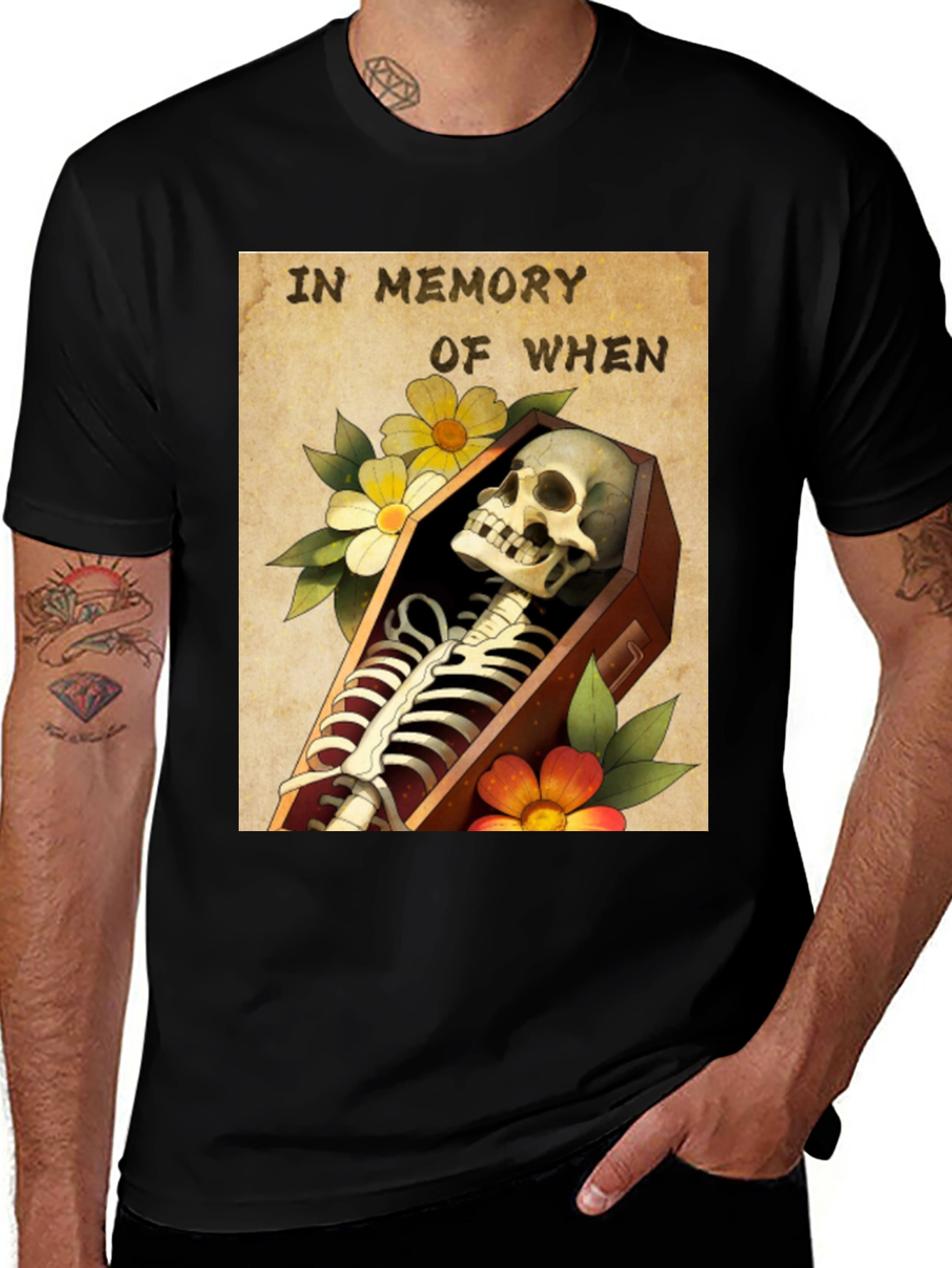Variant 11 of Skeleton Coffin T-Shirt: In Memory Of When