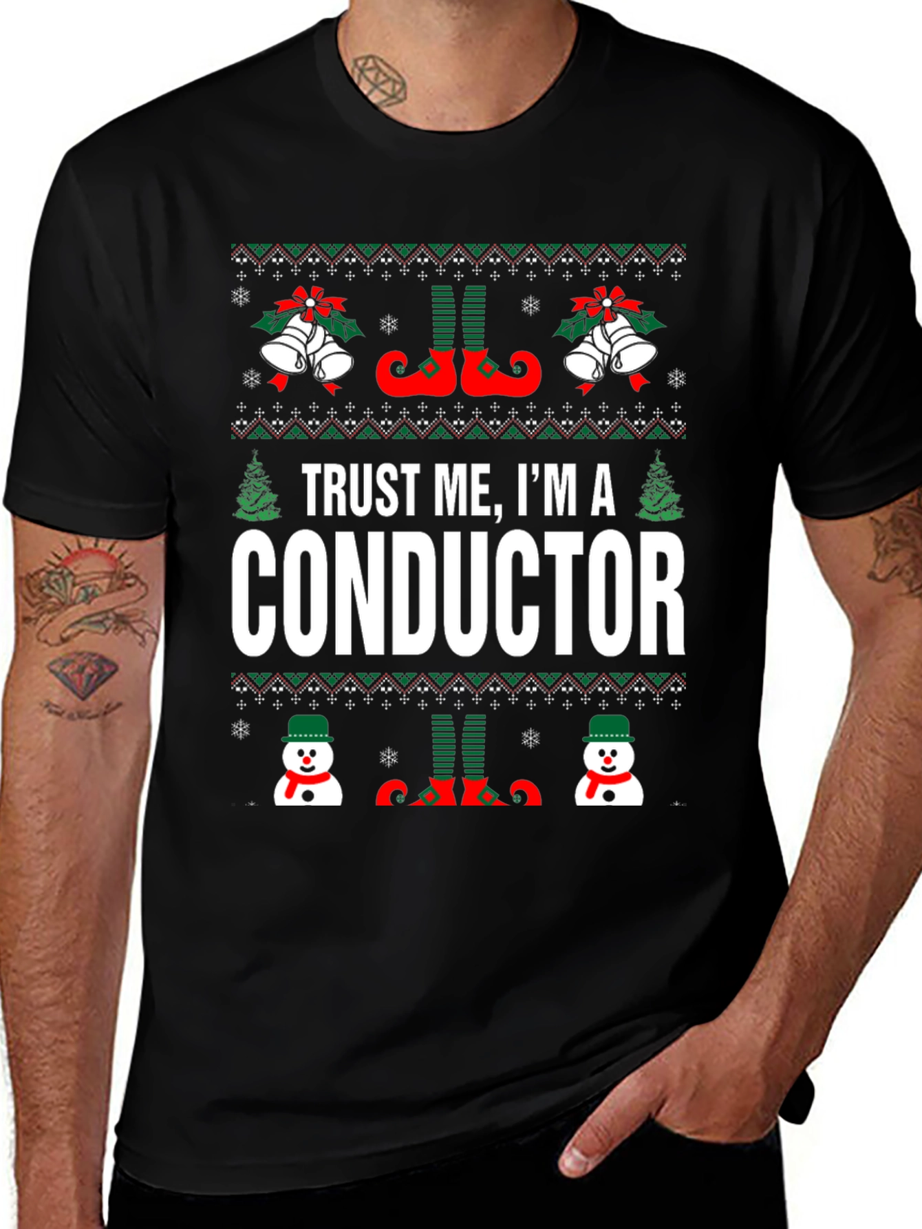Trust Me I'm A Conductor Ugly Christmas Holiday T-Shirt