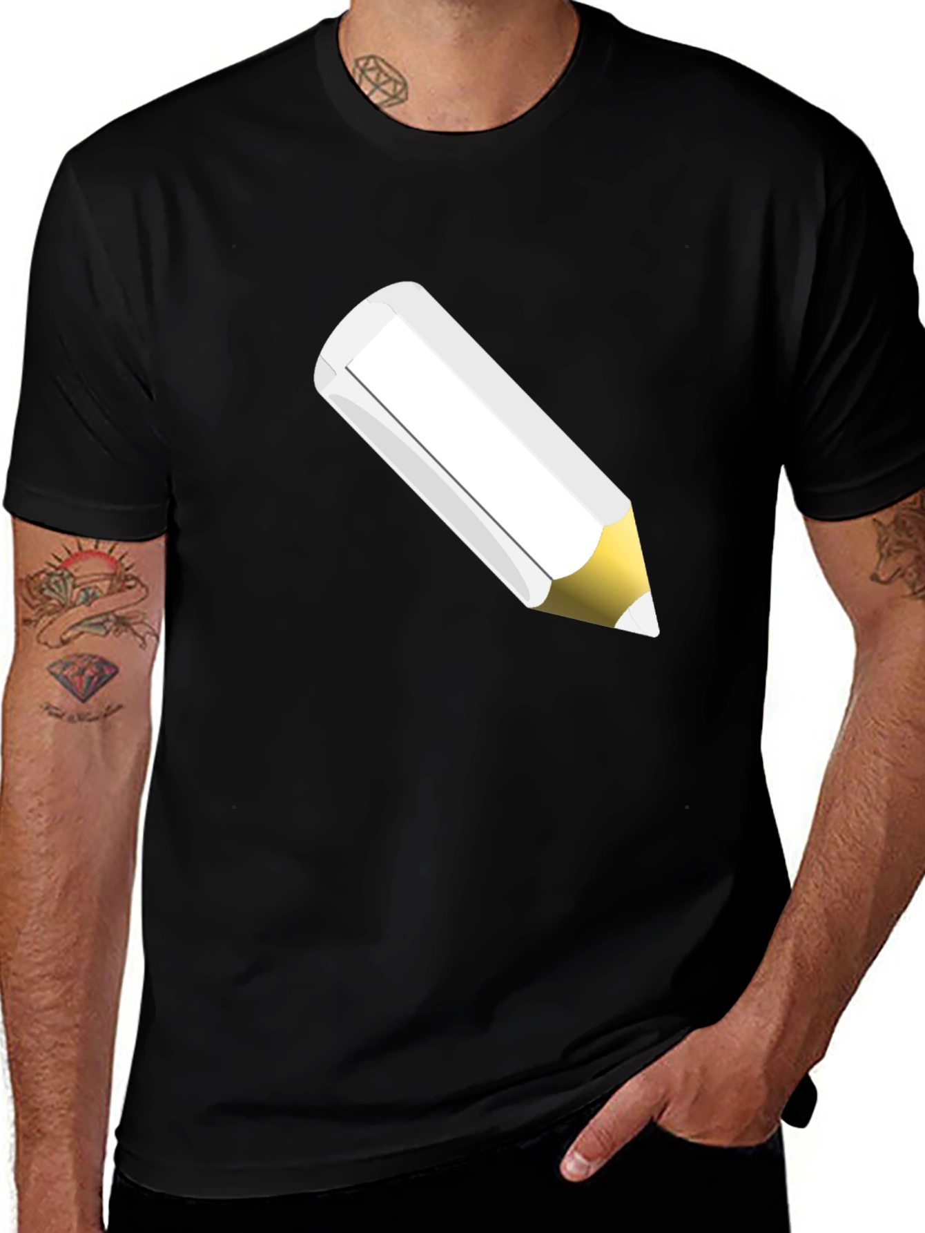 Variant 6 of Pencil Graphic T-Shirt - Unisex Black Cotton Tee