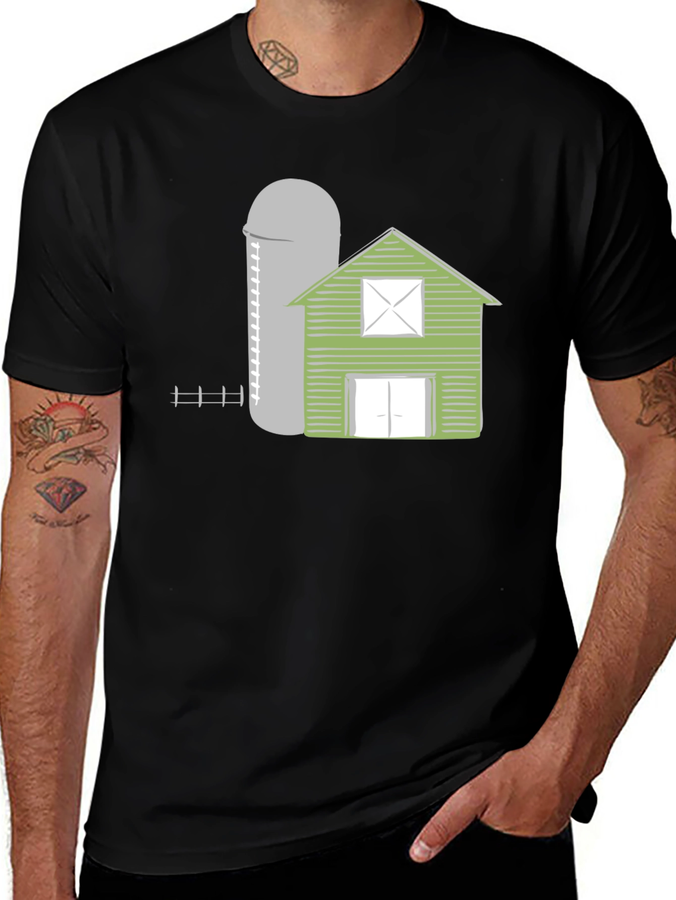 Farmhouse Style Graphic Tee - Barn & Silo Design
