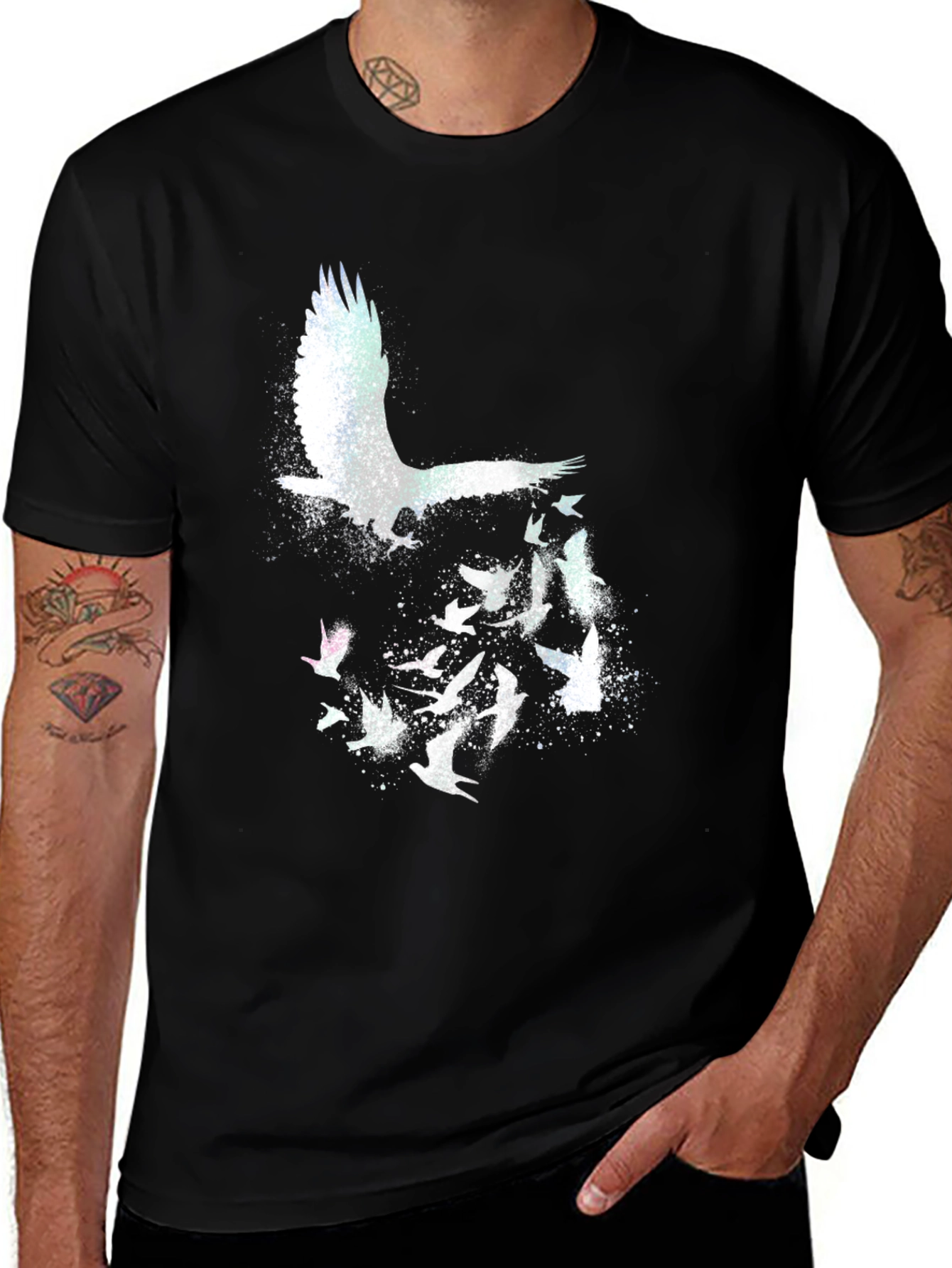 Black Eagle Flight Graphic Tee - Stylish Crew Neck T-Shirt main image