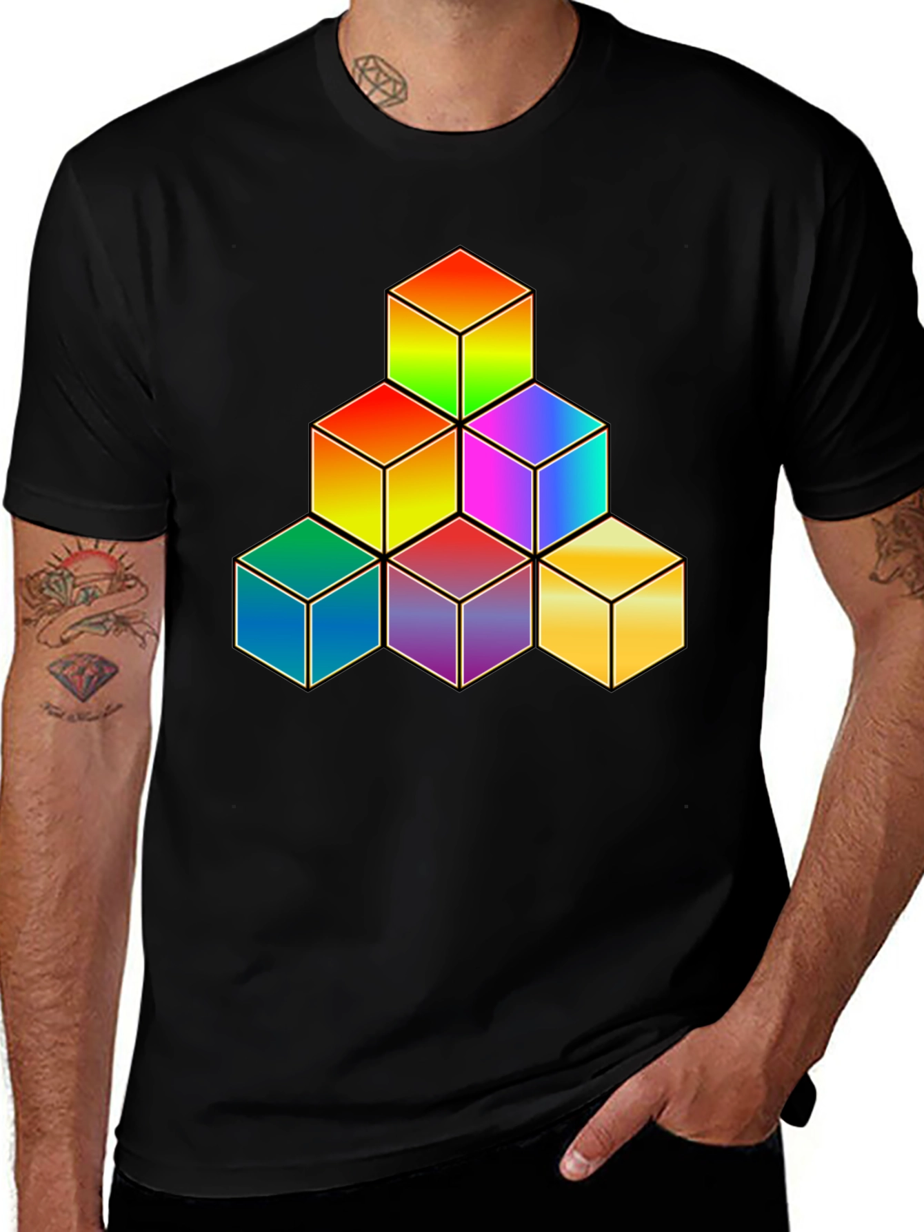 Variant 7 of Rainbow Cube Stack Graphic Tee