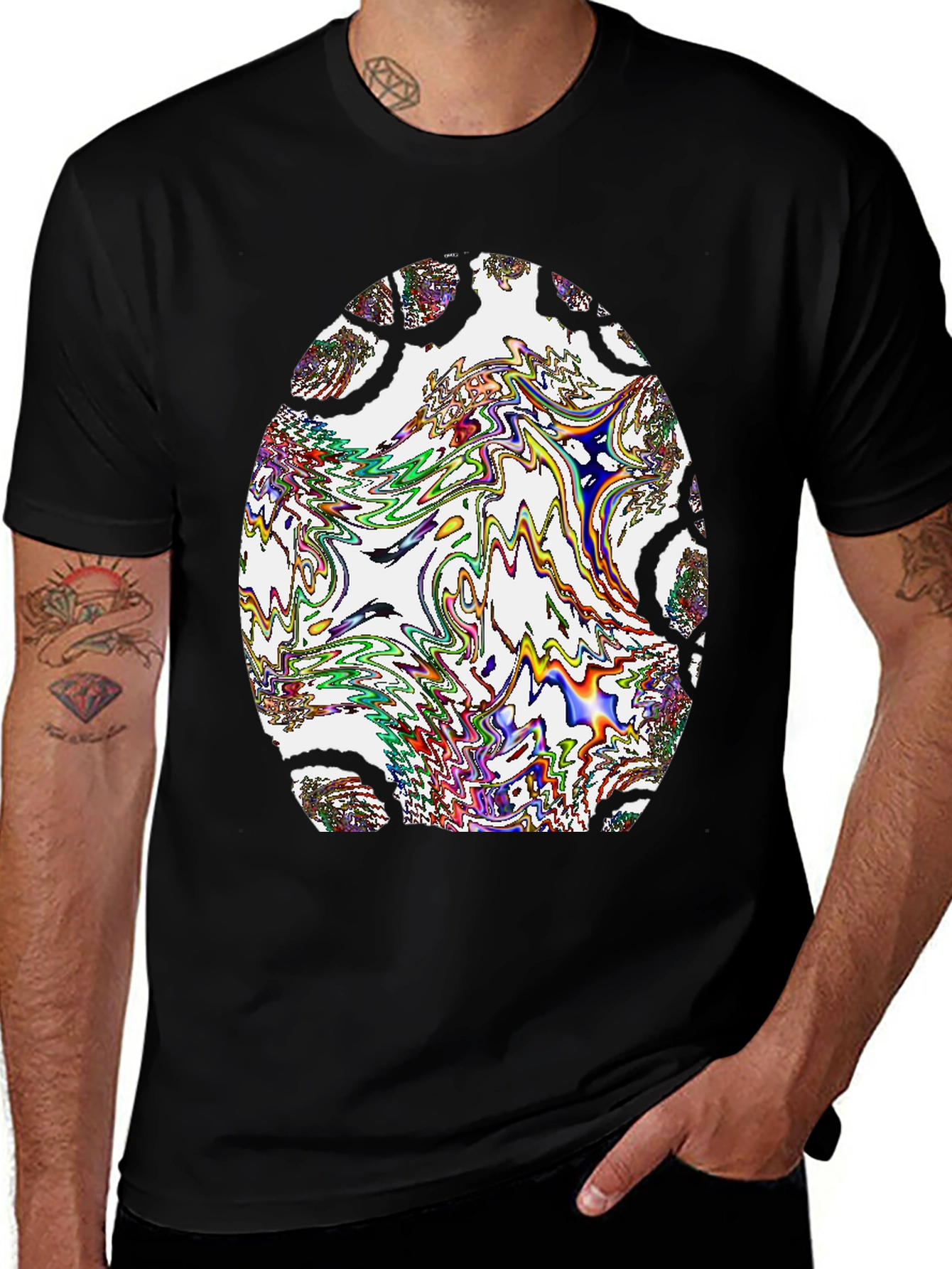 Variant 17 of Abstract Art Men's Black T-Shirt